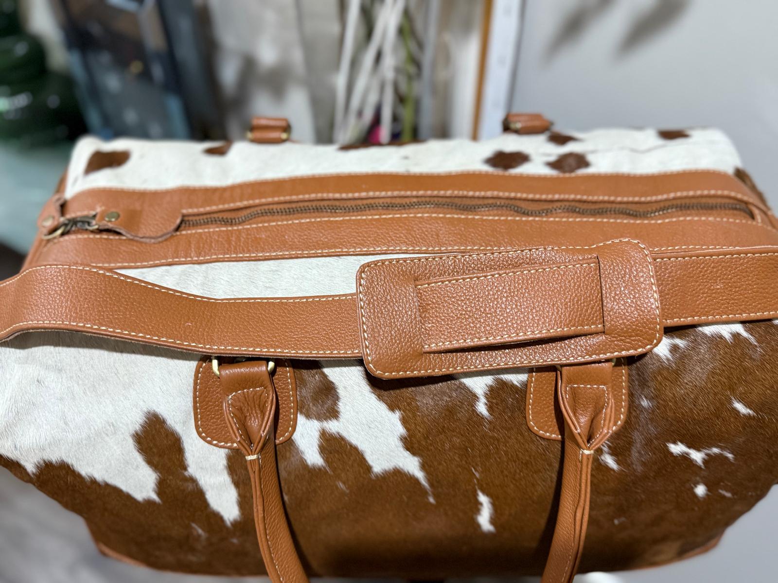 Tan Cowhide Duffel Bag / Overnight Bag Leather Lovers