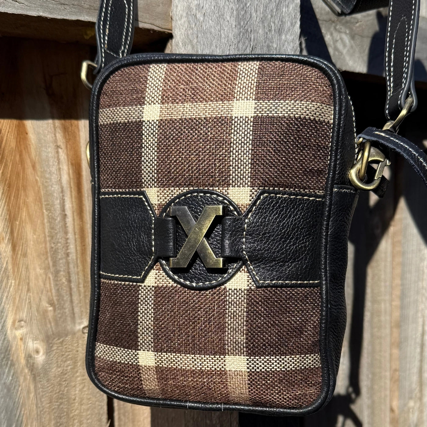 Leather Lovers Coach Style Cross Body Purse (Fabric) Horizontal/Vertical Leather Lovers