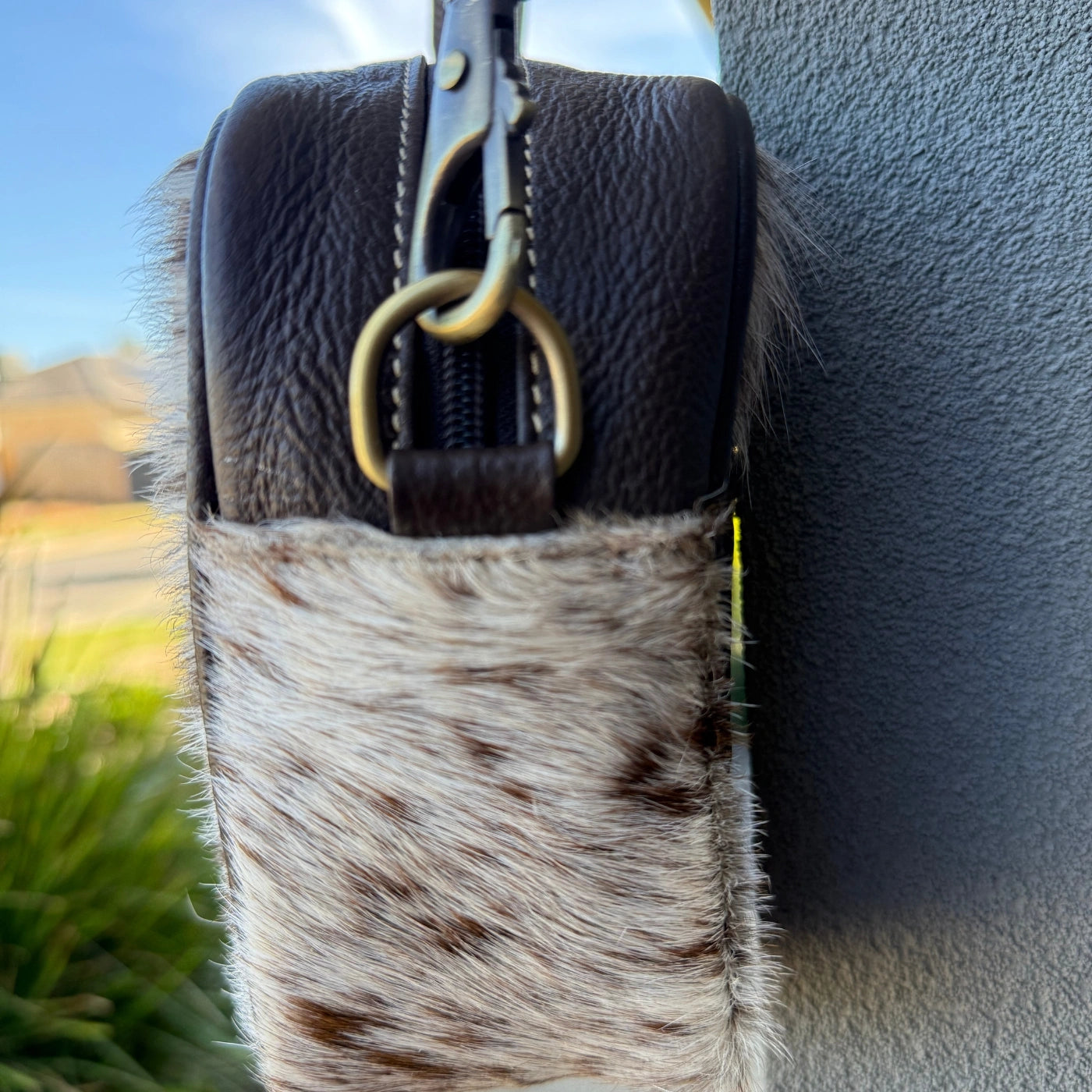 Coach Style Cowhide Cross Body Bag For Women – Brown & White Leather Lovers