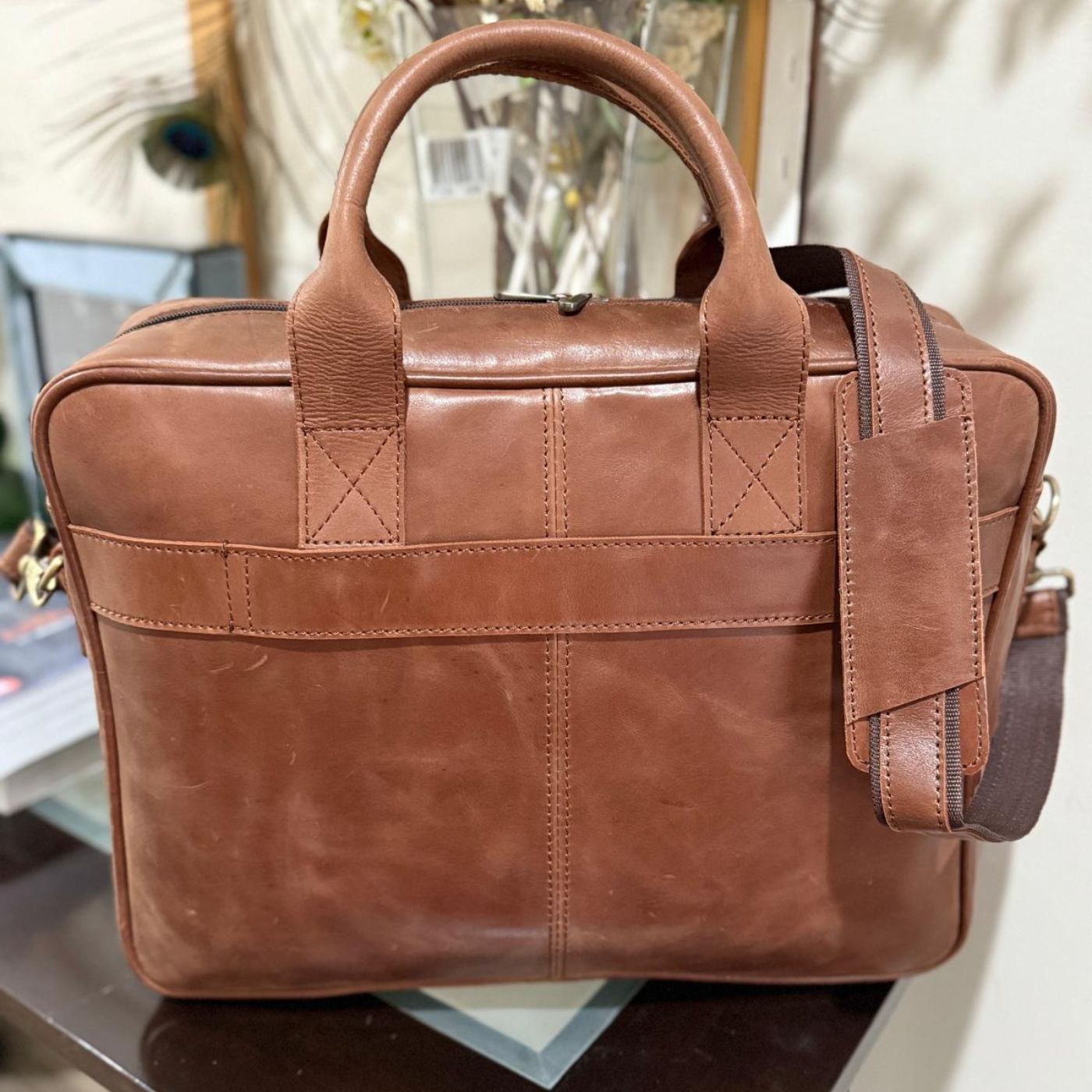 Cow Leather Trolley Laptop Bag