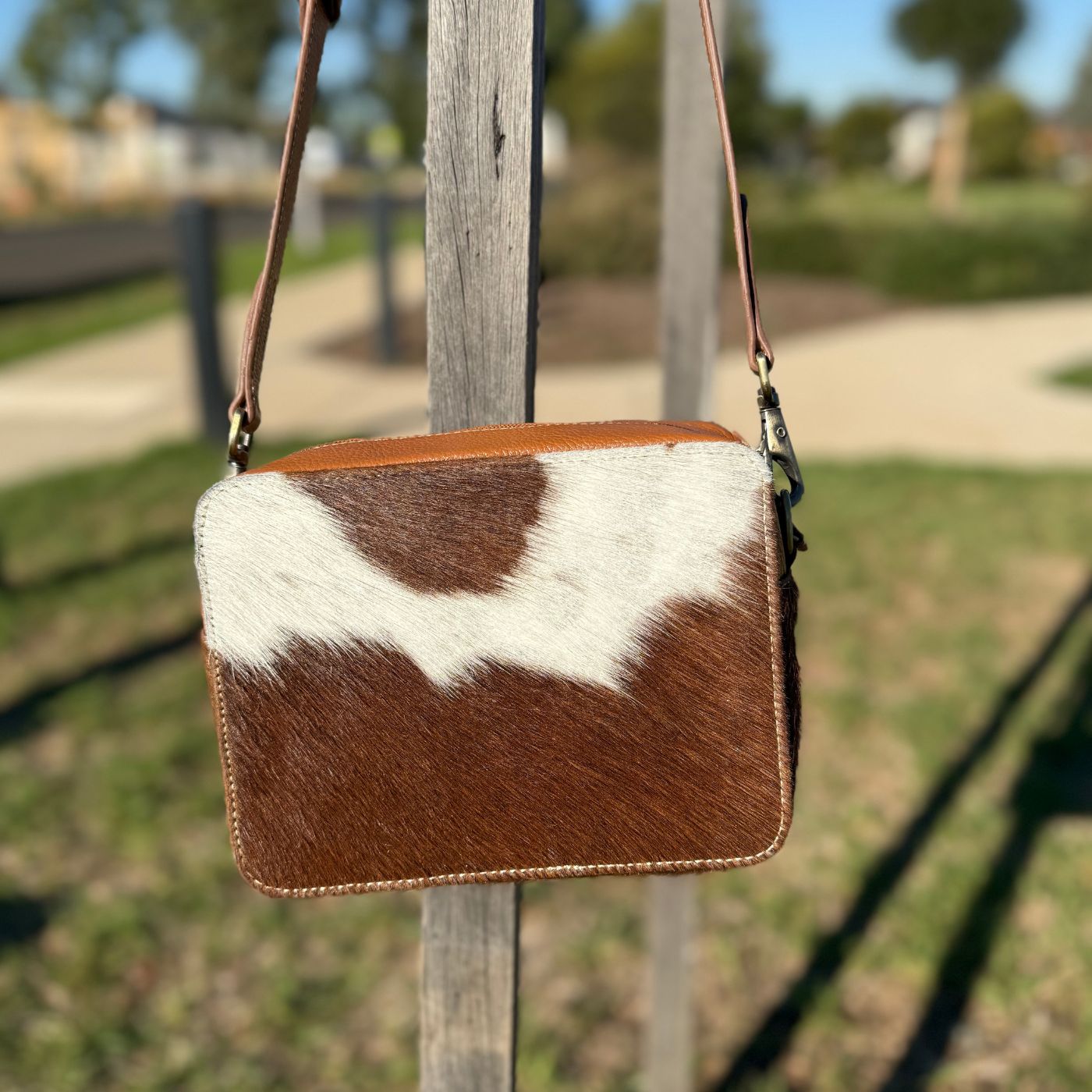 Leather Lovers Cowhide Box Style Cross Body Purse Leather Lovers