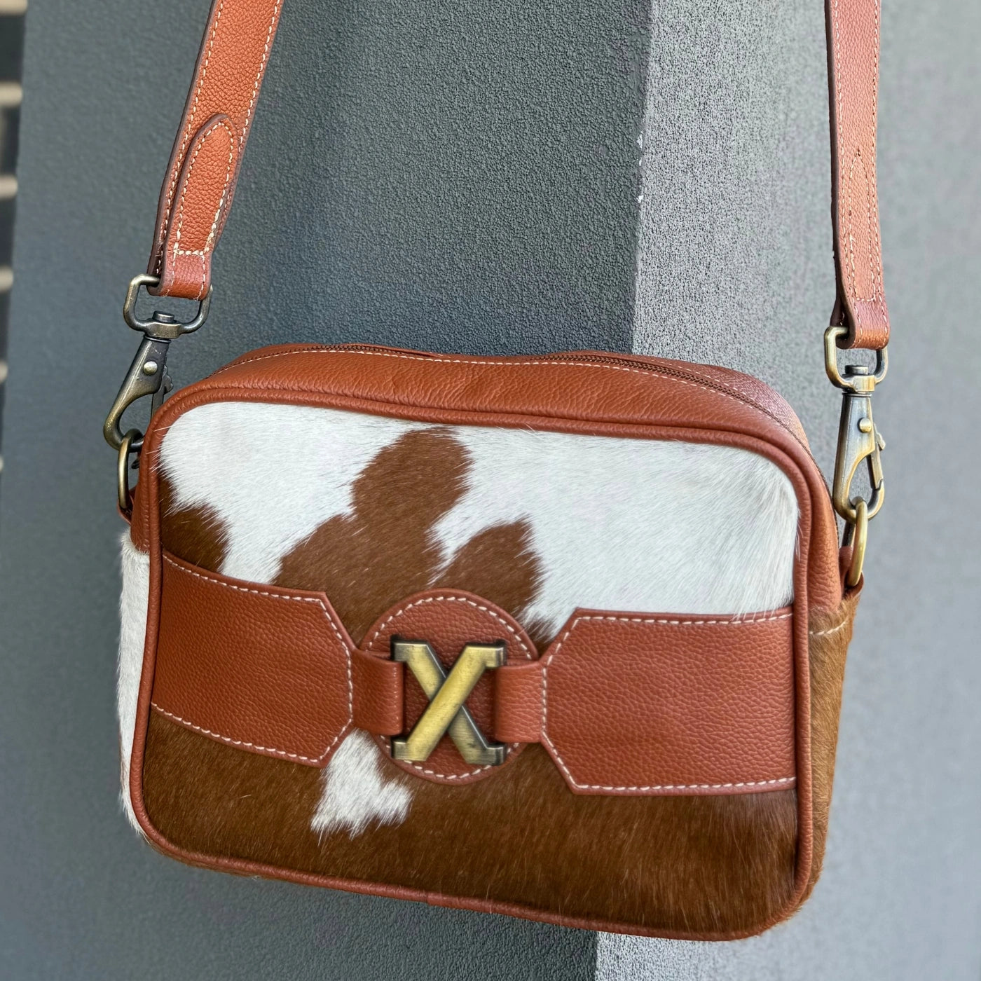 Leather Lovers Cowhide Coach Style Cross Body Purse Leather Lovers