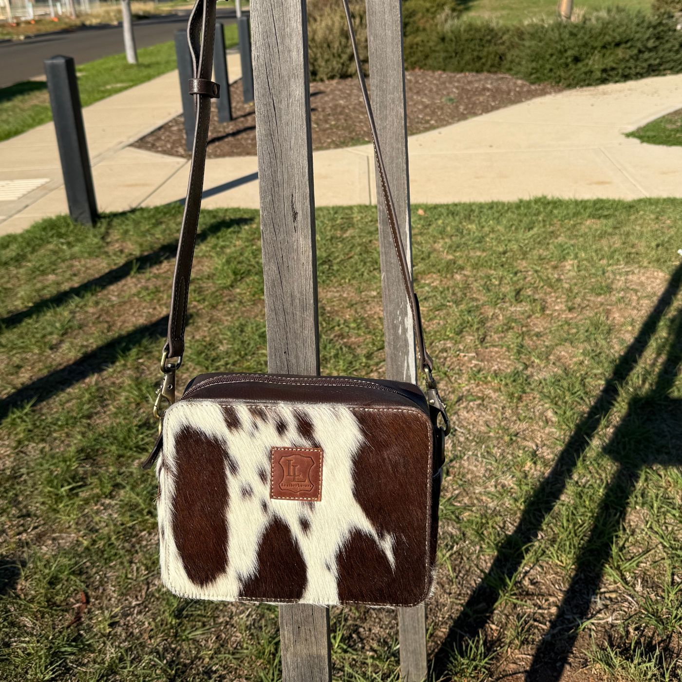 Leather Lovers Cowhide Box Style Cross Body Purse Leather Lovers