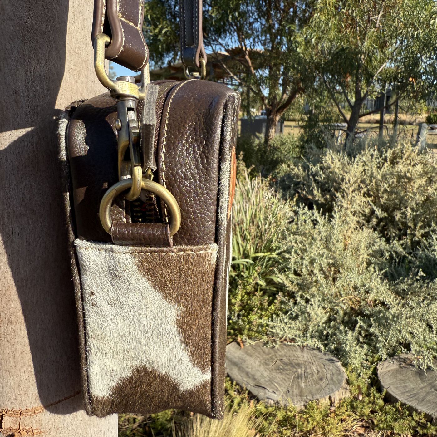 Leather Lovers Cowhide Box Style Cross Body Purse Leather Lovers