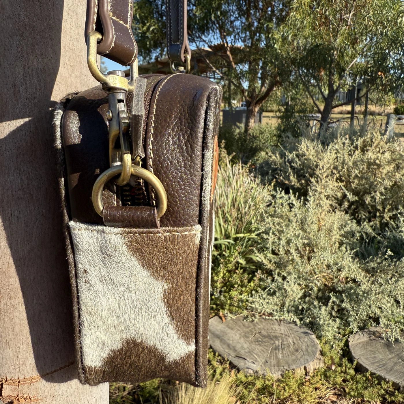 Leather Lovers Cowhide Box Style Cross Body Purse Leather Lovers