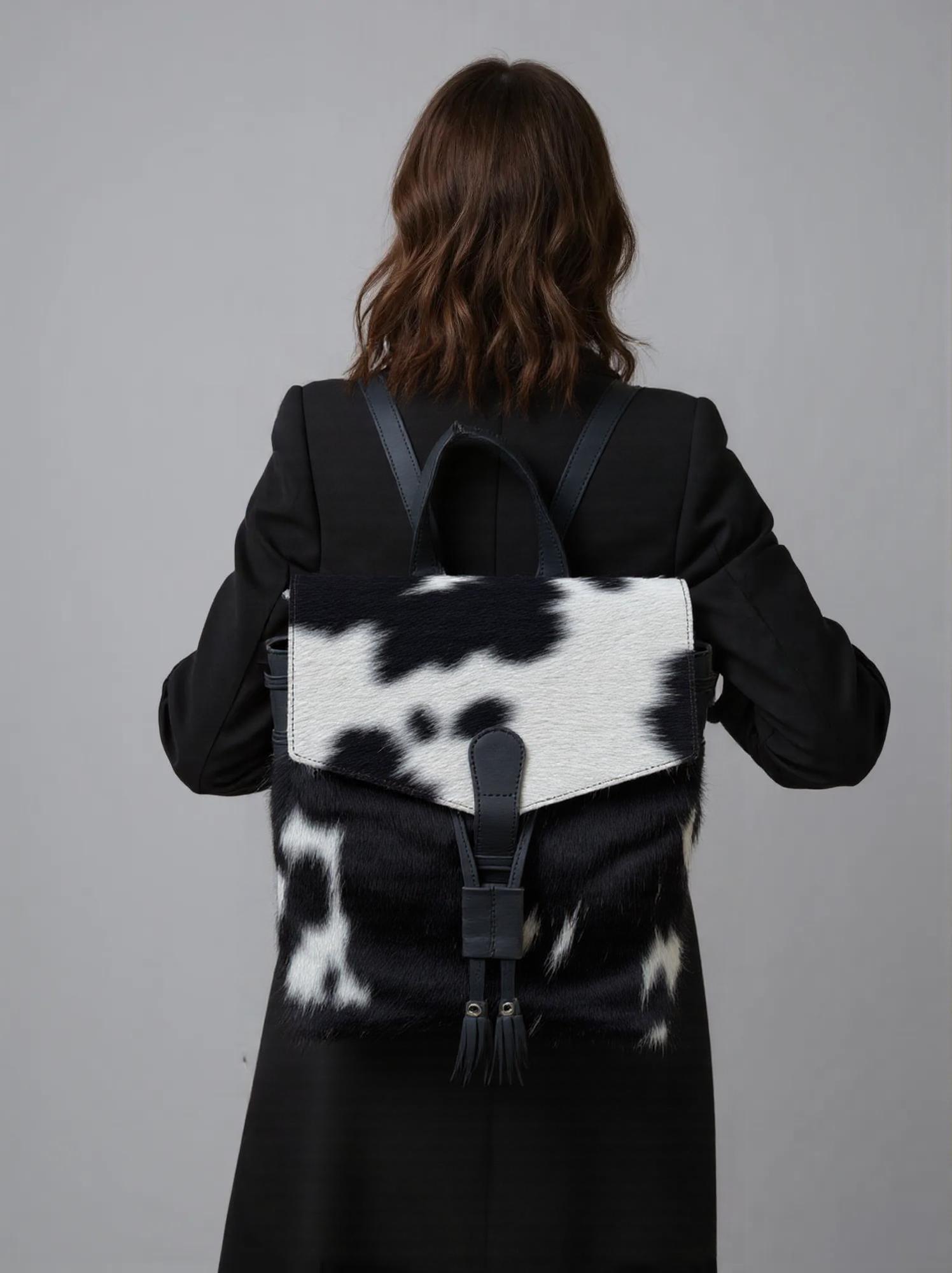 Cowhide Black Pearl LV Backpack TT Leather Lovers