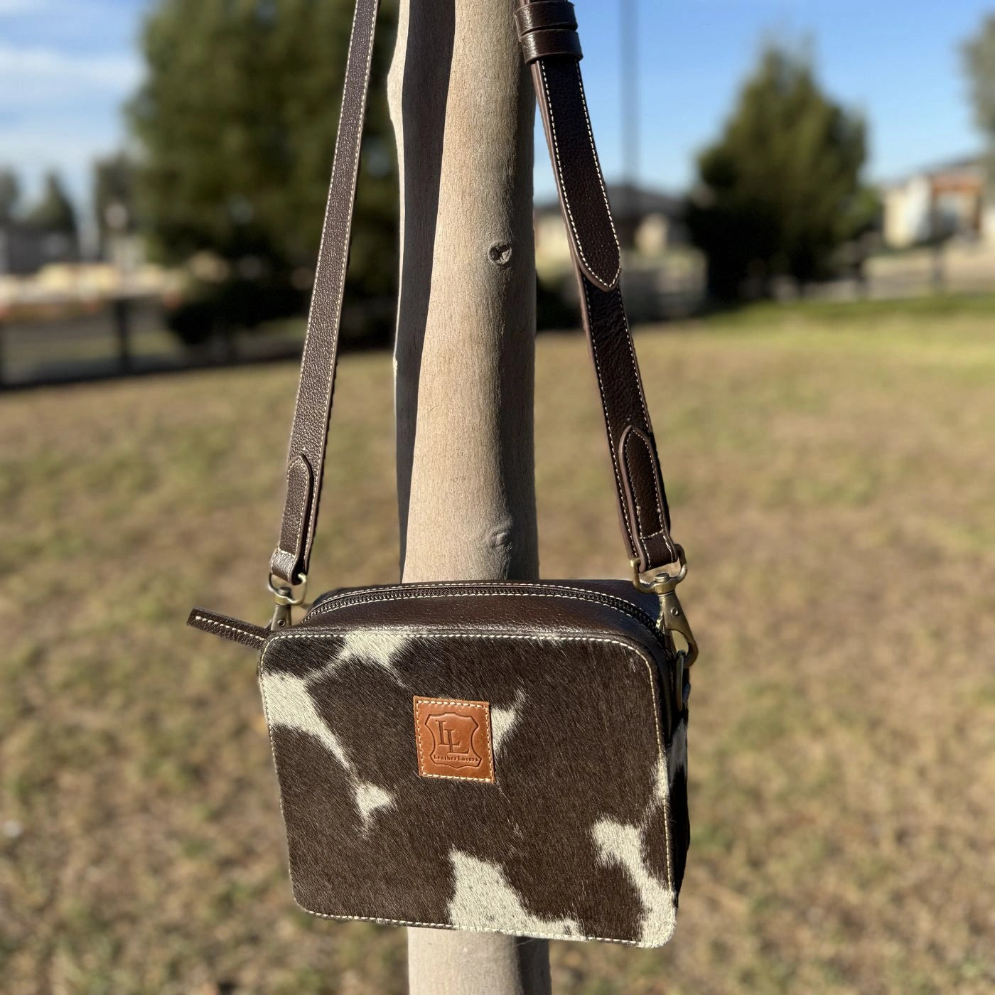 Leather Lovers Cowhide Box Style Cross Body Purse Leather Lovers