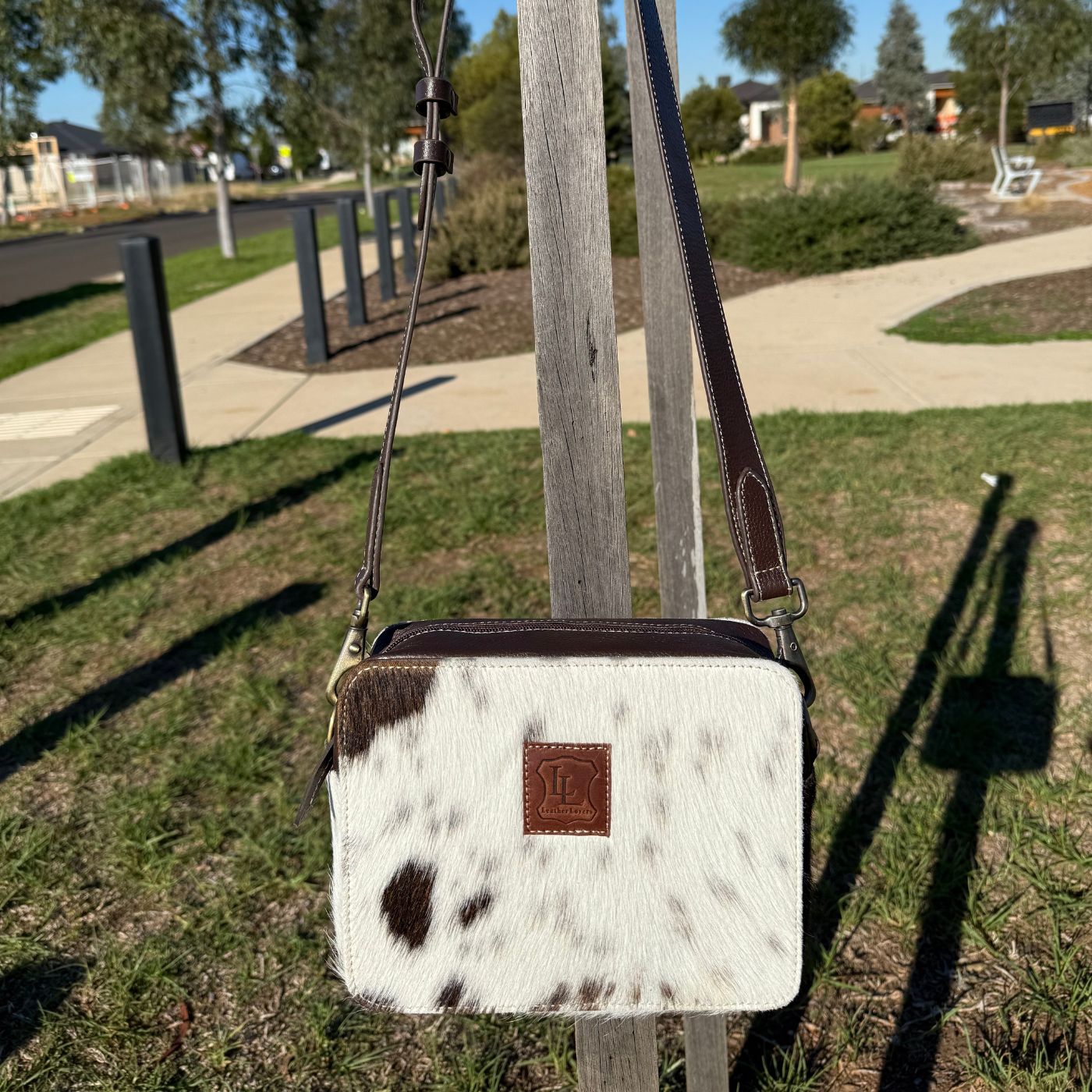 Leather Lovers Cowhide Box Style Cross Body Purse Leather Lovers