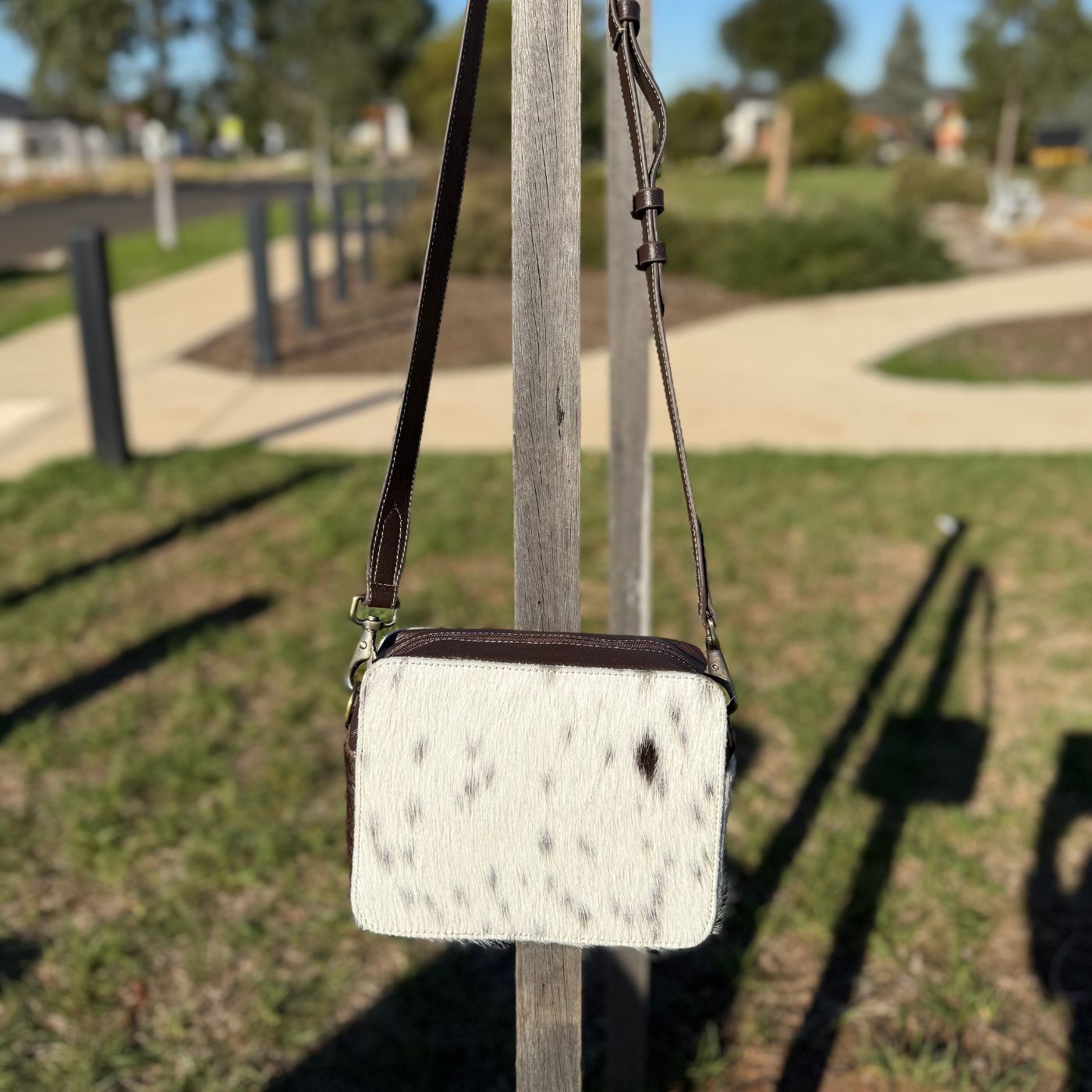 Leather Lovers Cowhide Box Style Cross Body Purse Leather Lovers