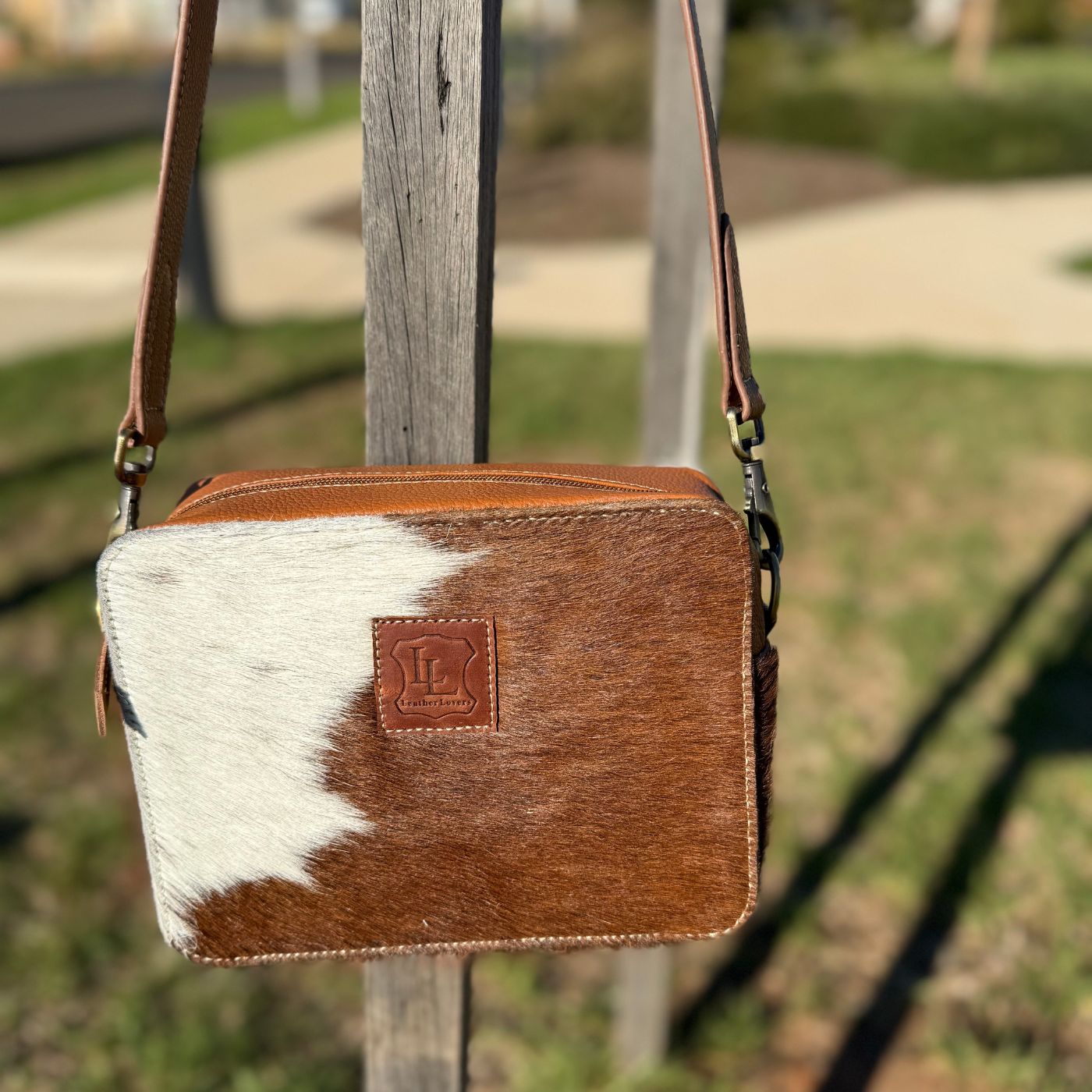 Leather Lovers Cowhide Box Style Cross Body Purse Leather Lovers