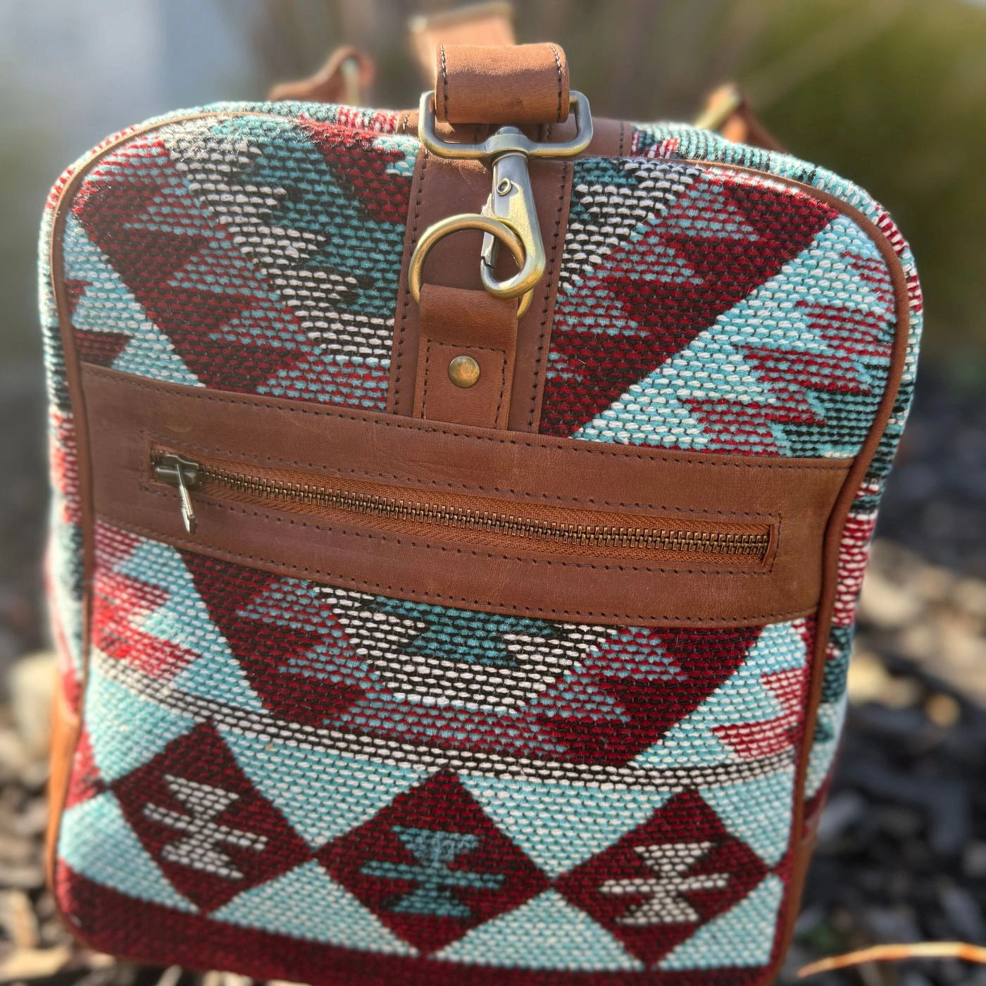 Leather Lovers Digital Fabric Blue Big Duffel Bag Leather Lovers