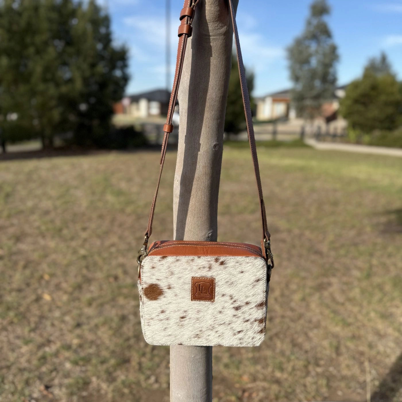 Leather Lovers Cowhide Box Style Cross Body Purse Leather Lovers