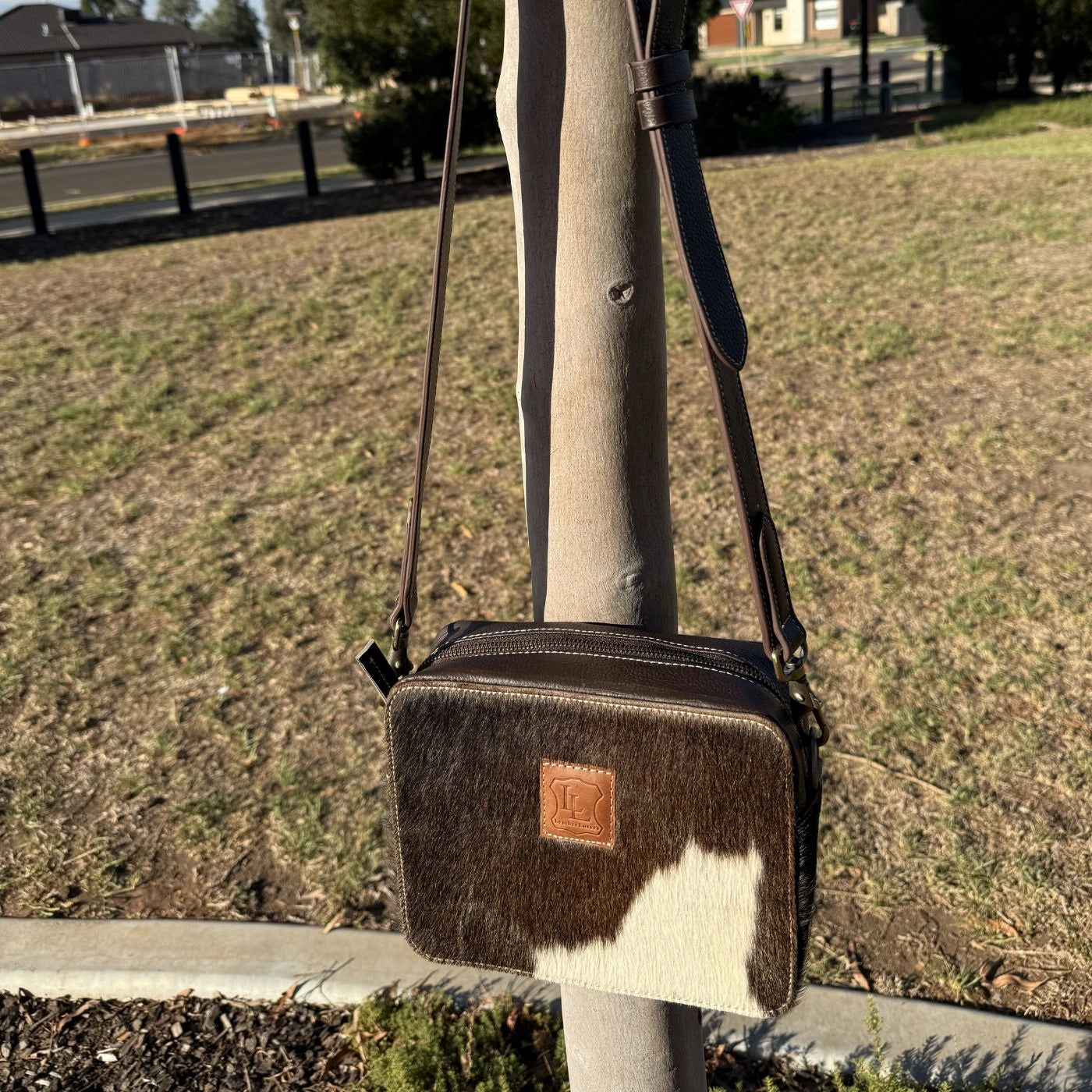 Leather Lovers Cowhide Box Style Cross Body Purse Leather Lovers