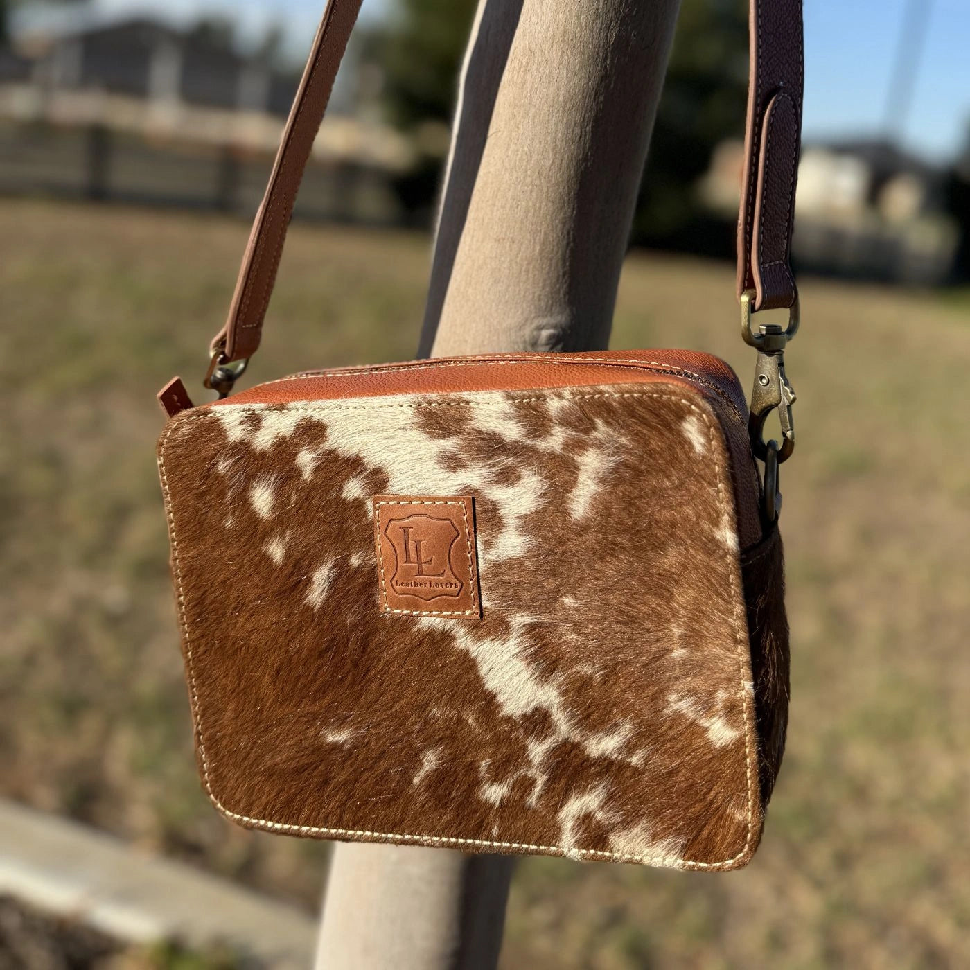 Leather Lovers Cowhide Box Style Cross Body Purse Leather Lovers