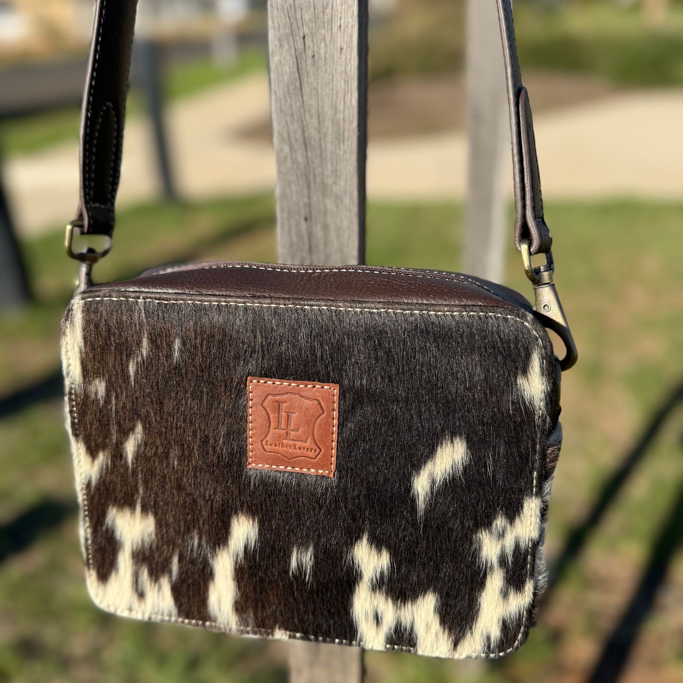 Leather Lovers Cowhide Box Style Cross Body Purse