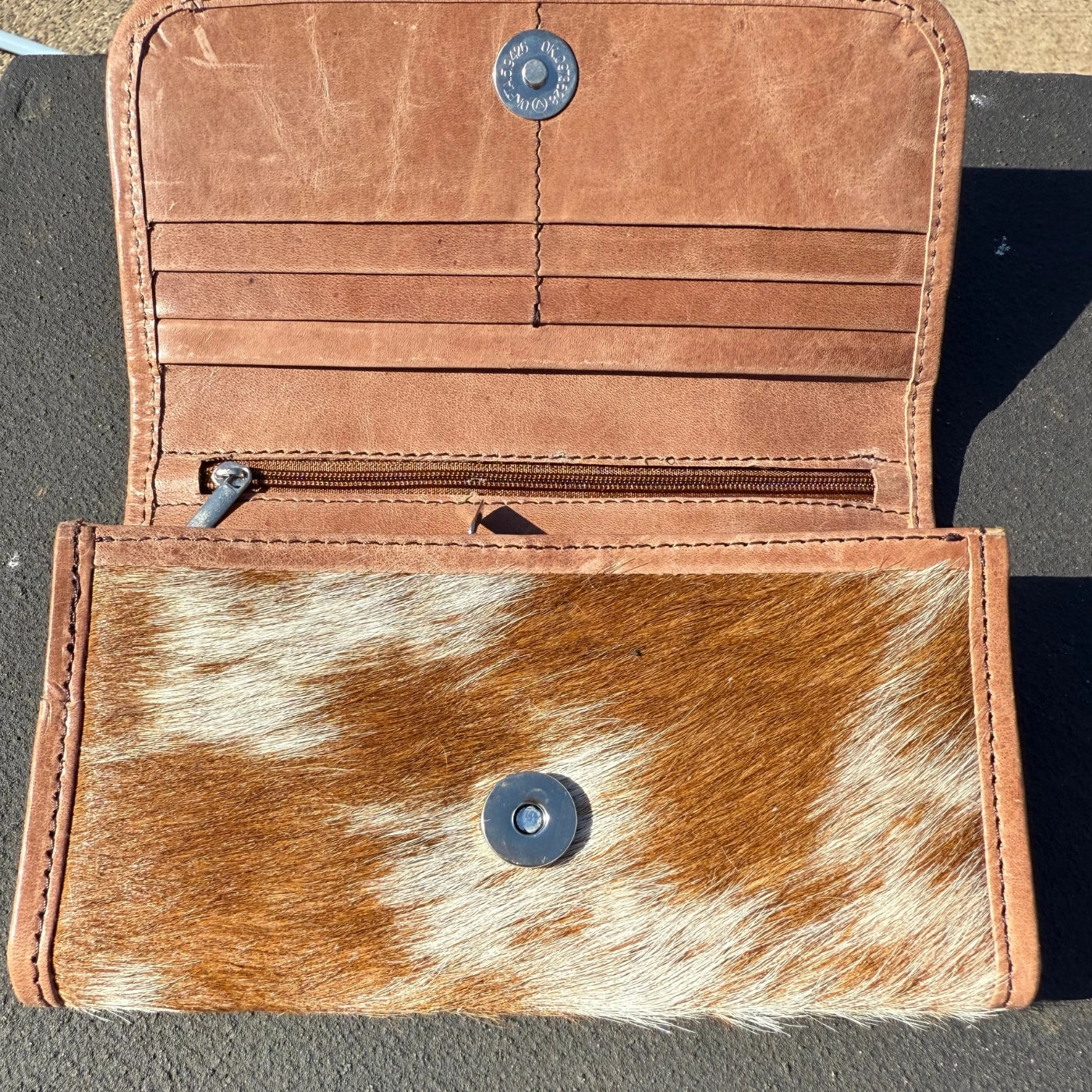 Leather Lovers Cowhide Women Flip Over Hand Wallet Leather Lovers