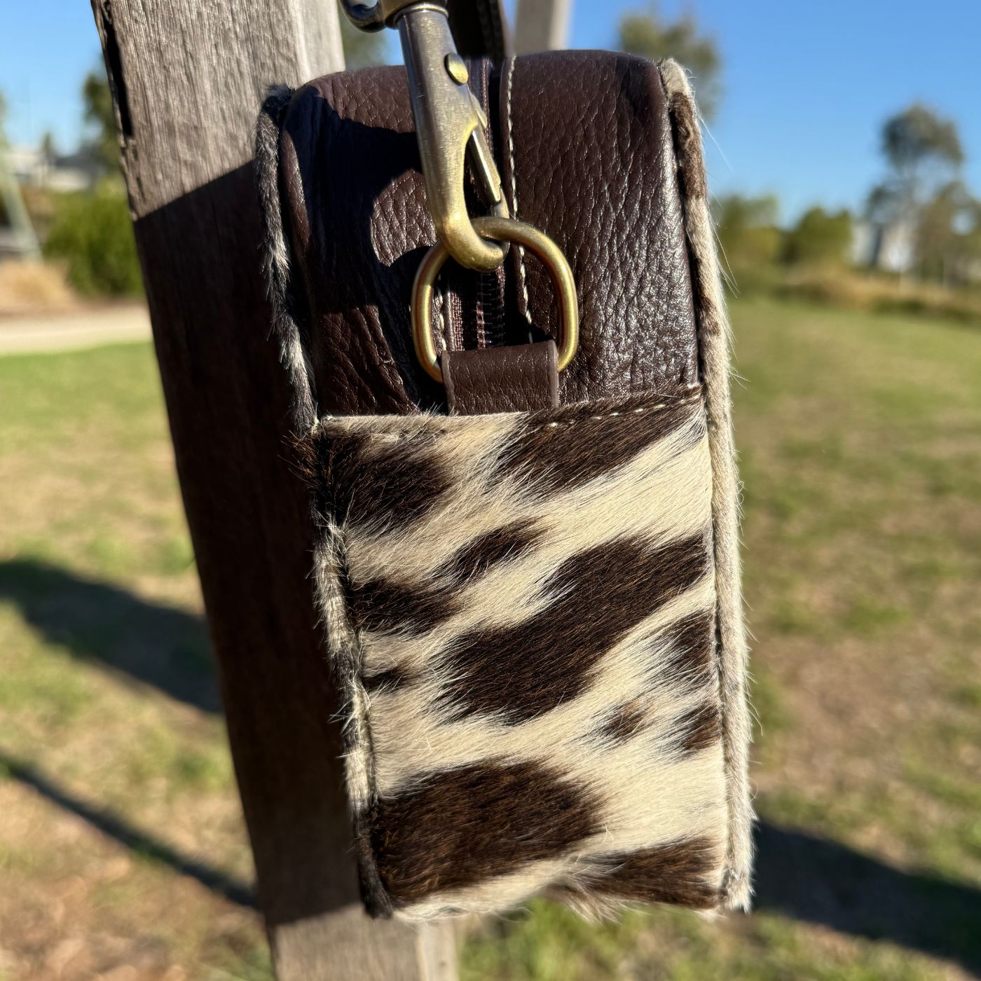 Leather Lovers Cowhide Box Style Cross Body Purse