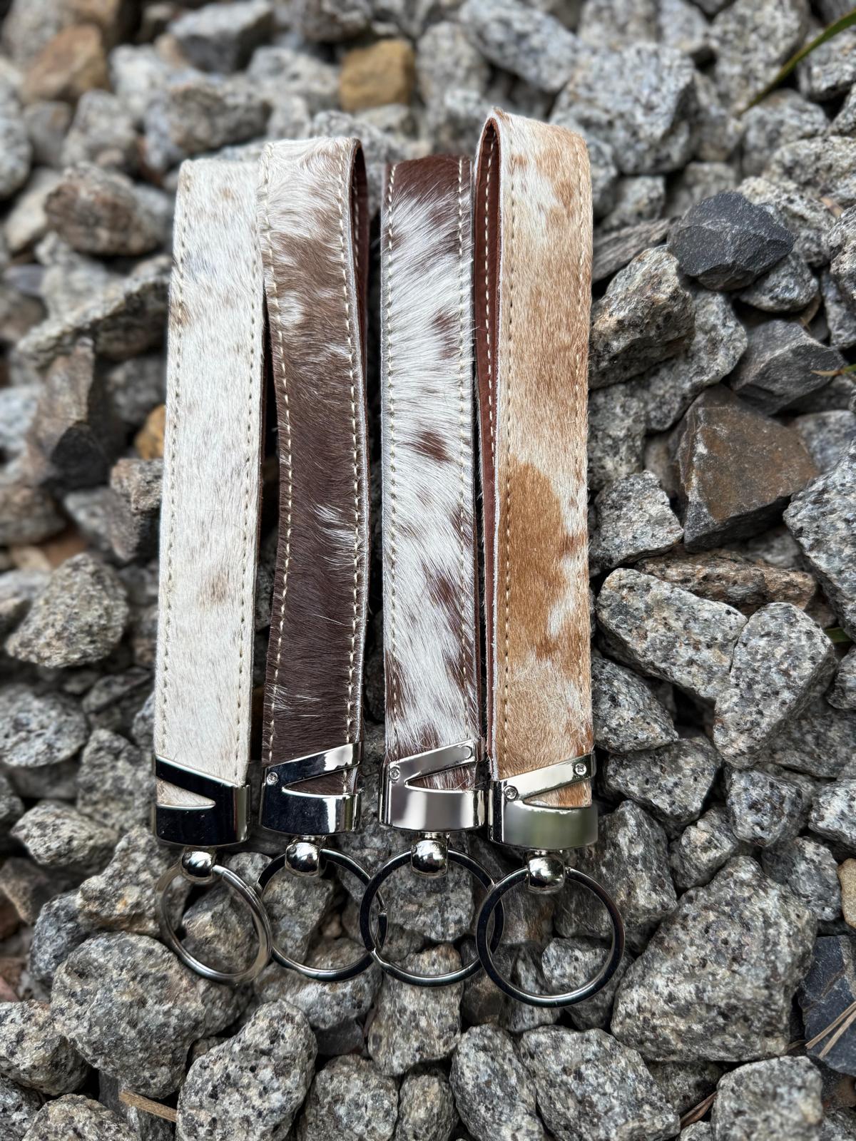 Cowhide Wristlet Keyring – Large Leather Key Fob for Men & Women Leather Lovers