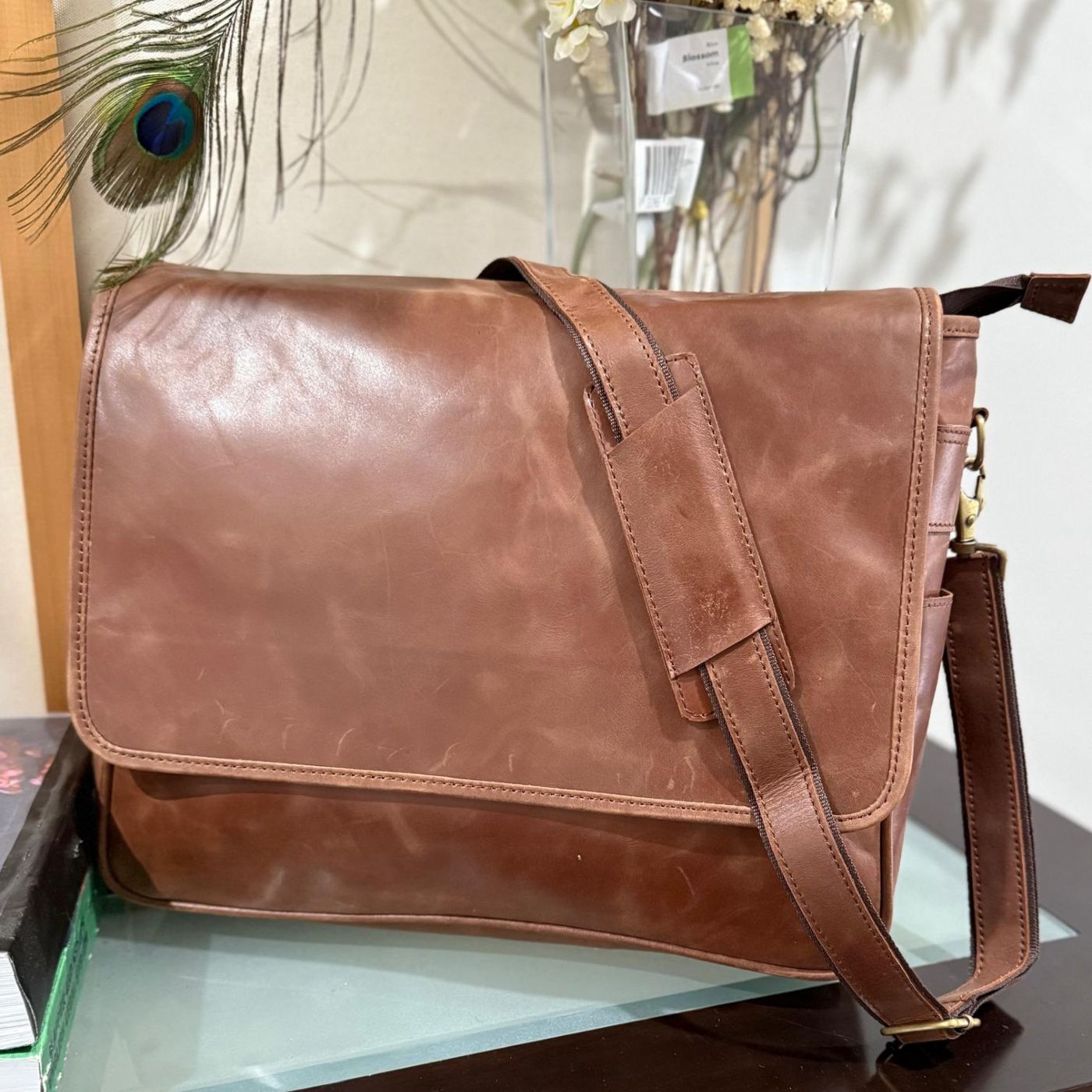 Leather Flip Laptop Bag