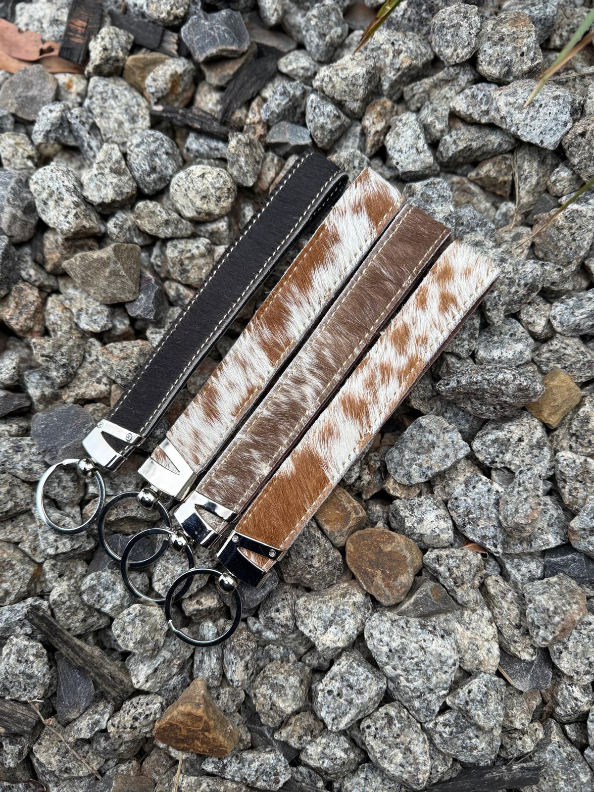 Cowhide Wristlet Keyring – Large Leather Key Fob for Men & Women Leather Lovers