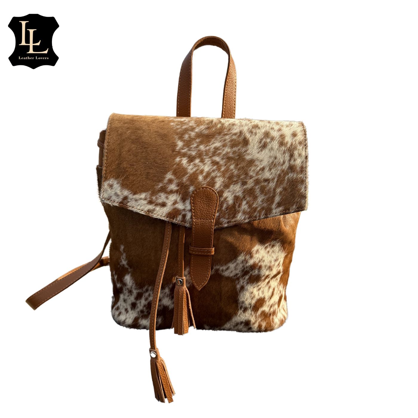 Cowhide Solid Tan Patch Flip LV Backpack TT Leather Lovers