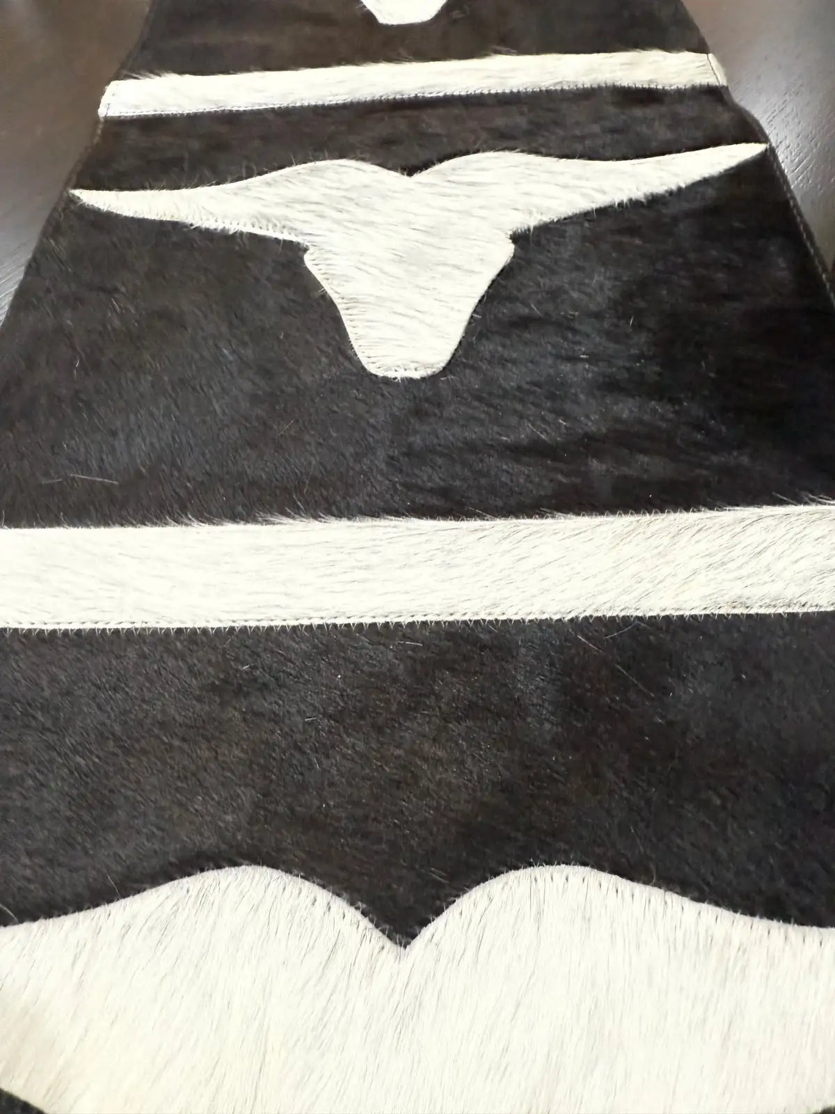 Cowhide Longhorn Table Runner – Handmade Western Decor Leather Lovers