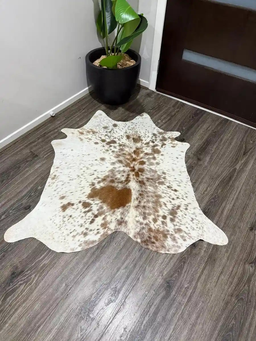 Light Beige Cowhide Rug – Unique Pattern, 100% Real Leather Lovers