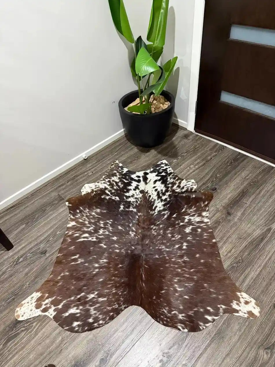 Dark Brown Cowhide Rug – Rustic Genuine Leather Leather Lovers