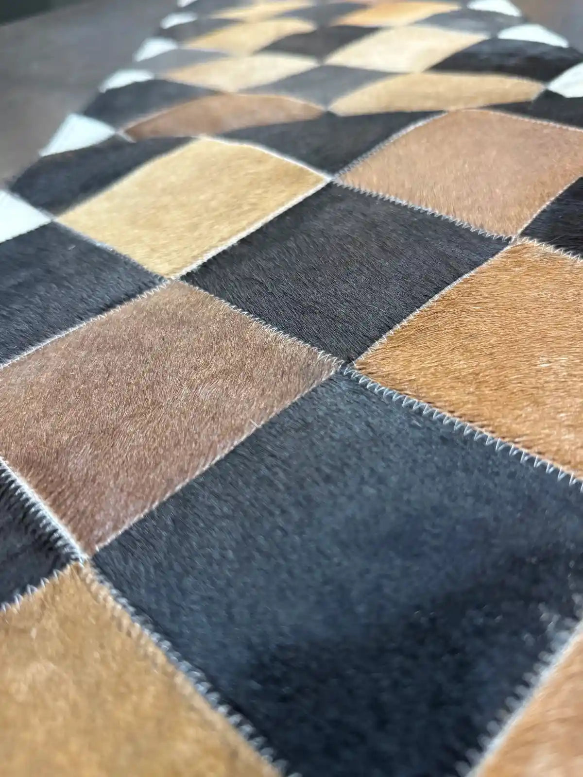 Home Décor Table Runner | Real Hair-on-Leather Patchwork Runner Leather Lovers