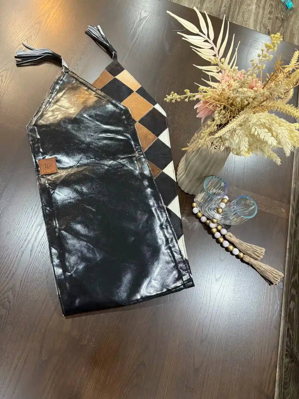 Home Décor Table Runner | Real Hair-on-Leather Patchwork Runner
