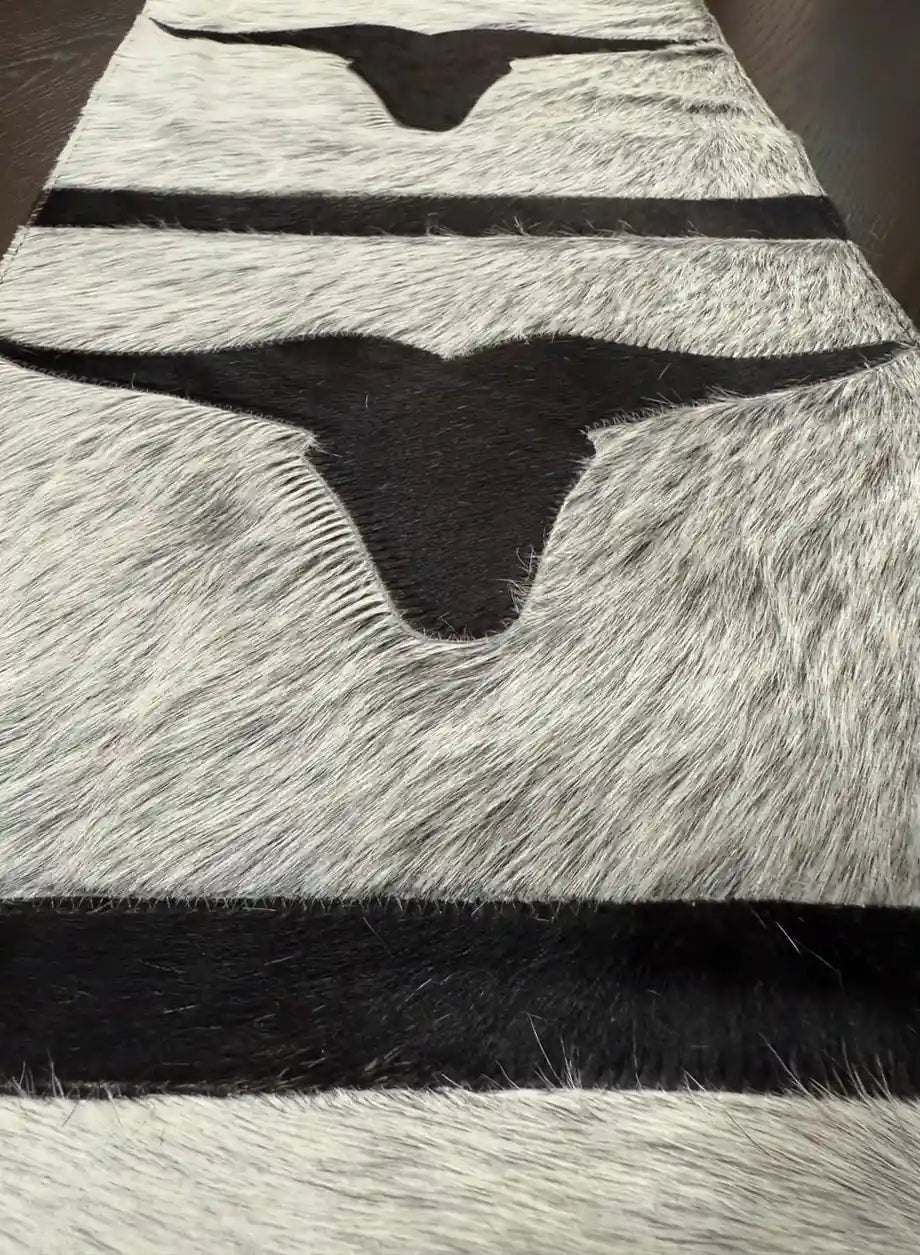 Cowhide Longhorn Table Runner – Handmade Western Decor Leather Lovers