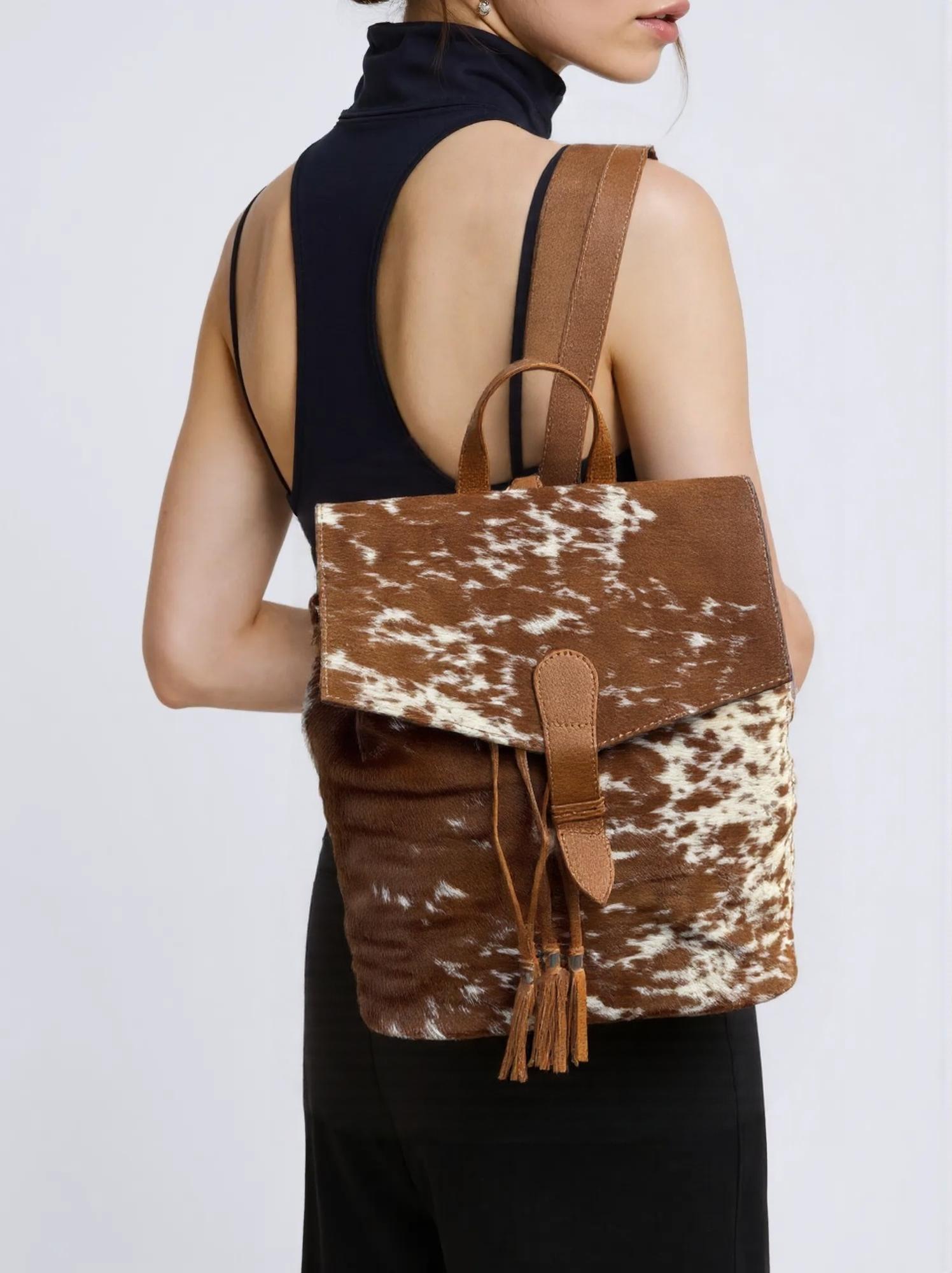 Cowhide Tan & White LV Backpack TT Leather Lovers