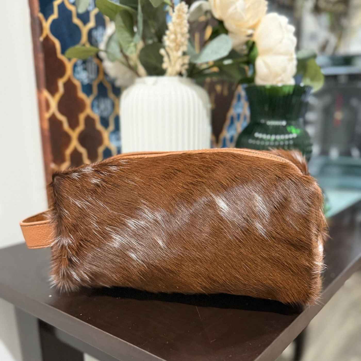 Cowhide Toiletry Bag – Genuine Travel Case Leather Lovers
