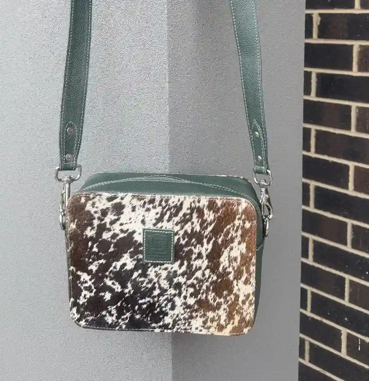 Cowhide Box-Style Women's Crossbody Bag-Genuine Leather Shoulder Purse Leather Lovers