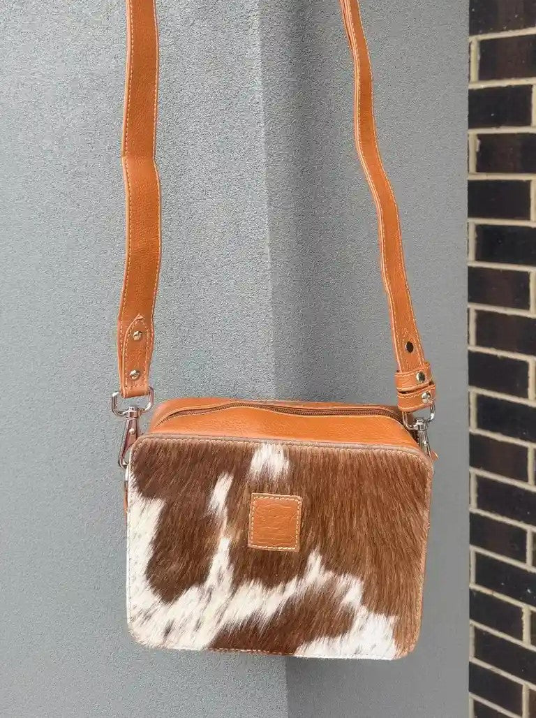 Cowhide Box-Style Women's Crossbody Bag-Genuine Leather Shoulder Purse Leather Lovers