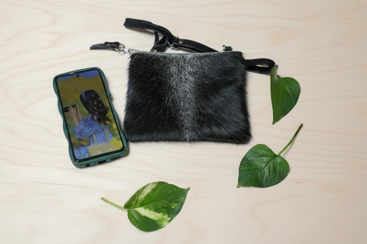 Phone Crossbody Case Cowhide Handmade Mobile Pouch