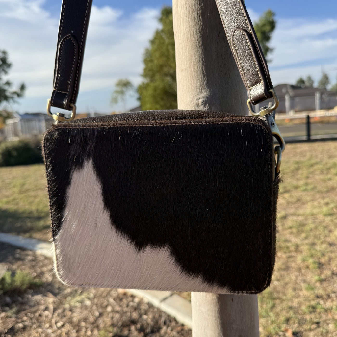 Leather Lovers Cowhide Box Style Cross Body Purse Leather Lovers