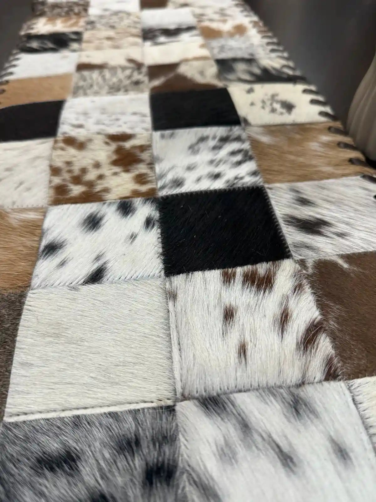 Natural Cowhide Patchwork Table Runner | Handmade Cowhide Table Runner| Leather Lovers