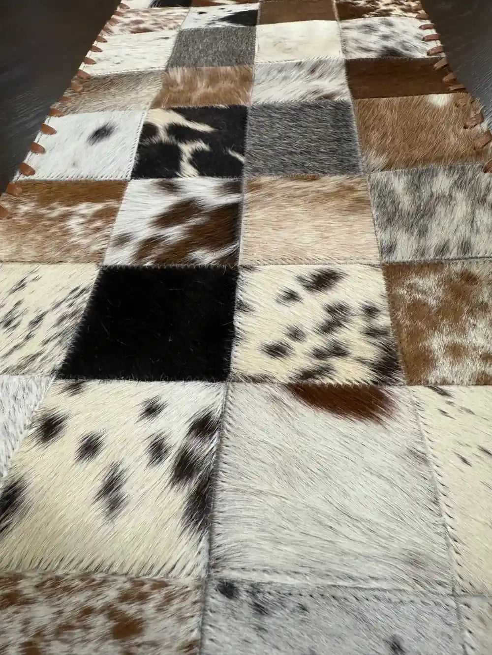 Natural Cowhide Patchwork Table Runner