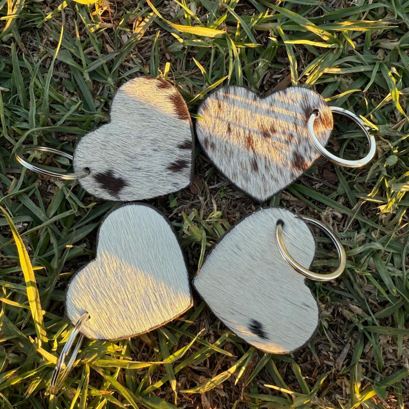 Cowhide Leather Heart Keychain – Black & Brown Leather Lovers