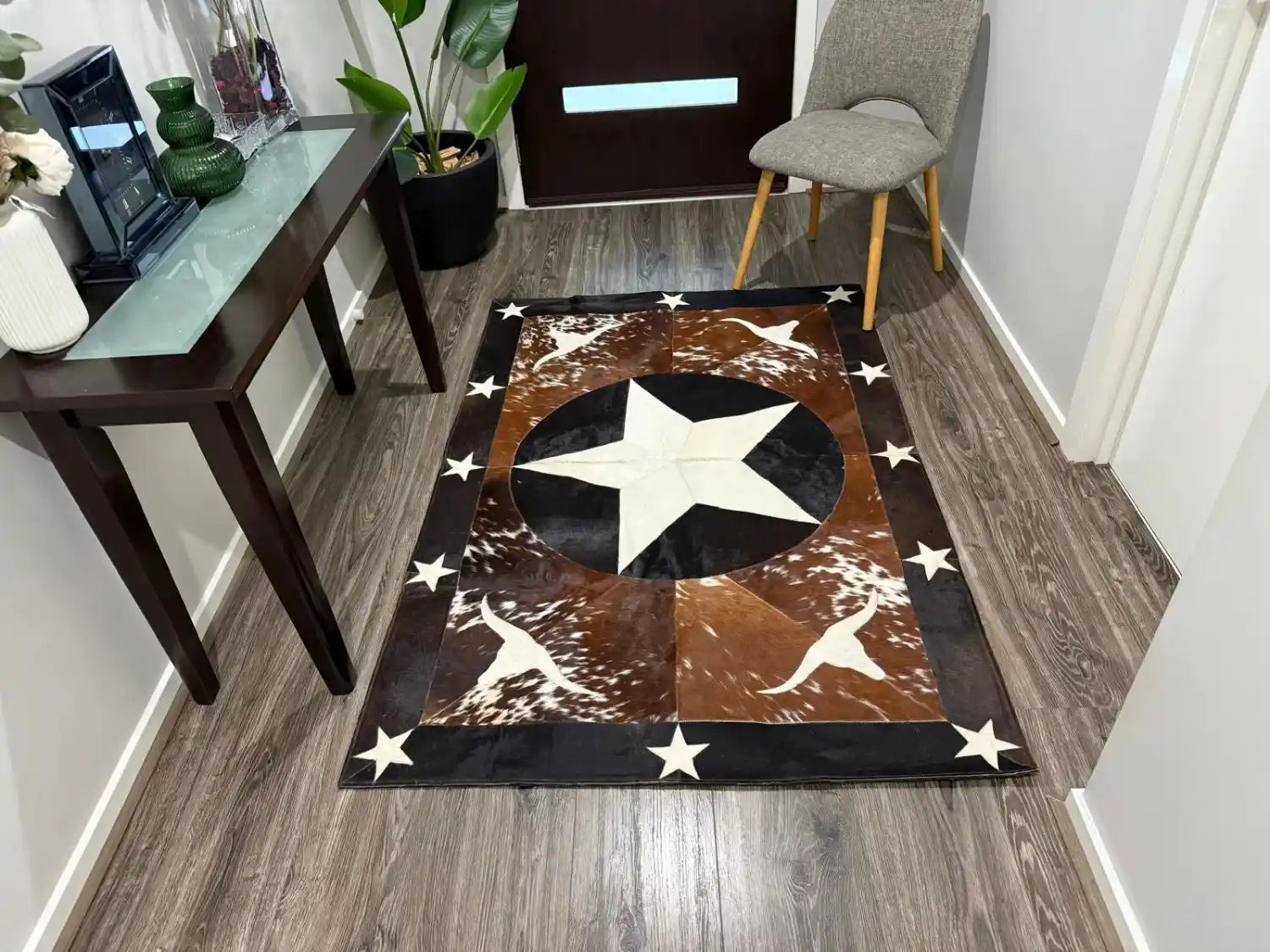Cowhide Patchwork Decor Rug | Handmade Cowhide Carpet Leather Lovers