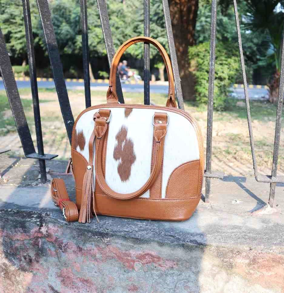 Classic Cowhide Tote Bag - Women Top Handle Handbag Leather Lovers