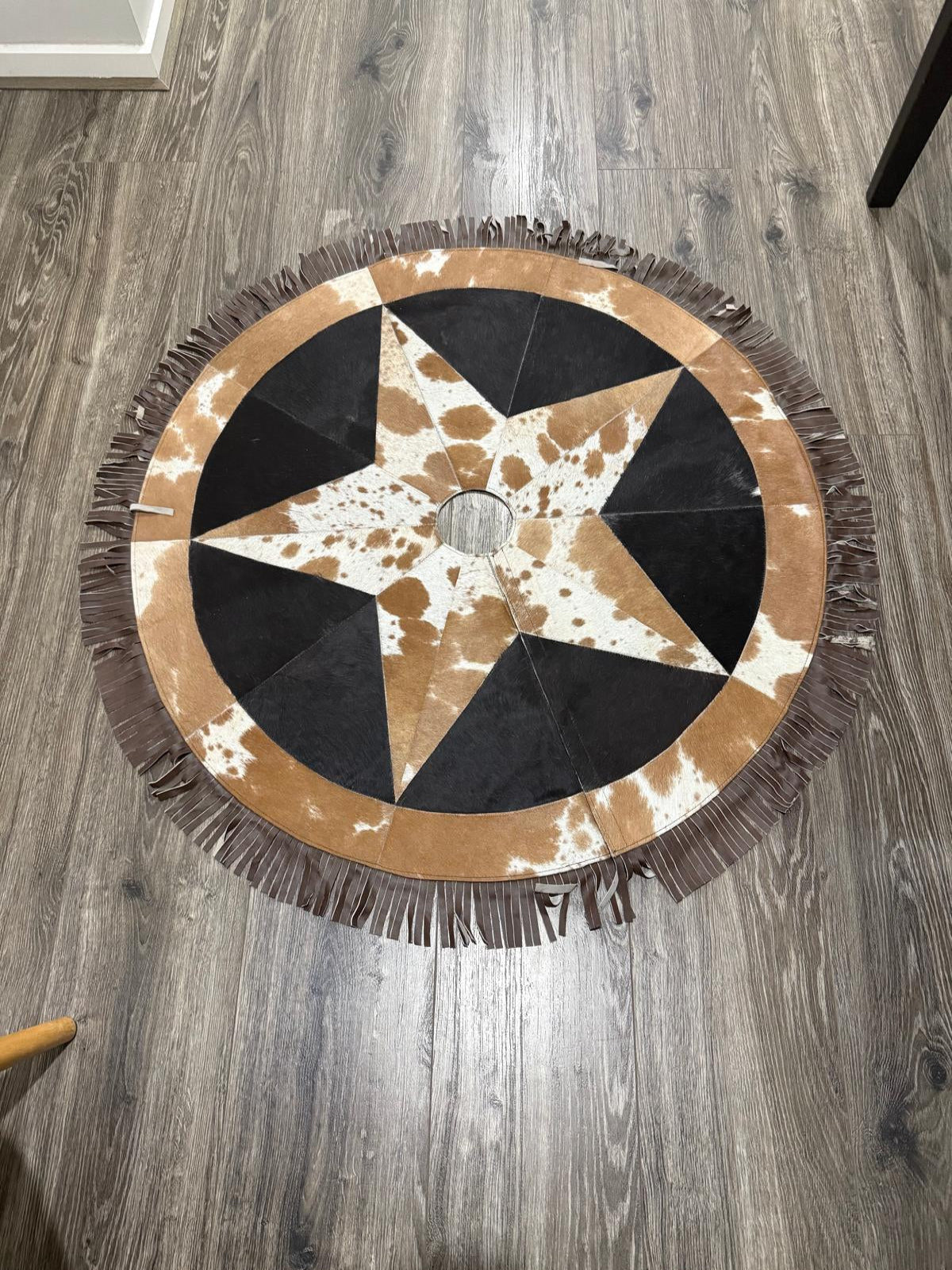 Personalized Cowhide Handmade Christmas Tree Skirt | Holiday Design Leather Lovers