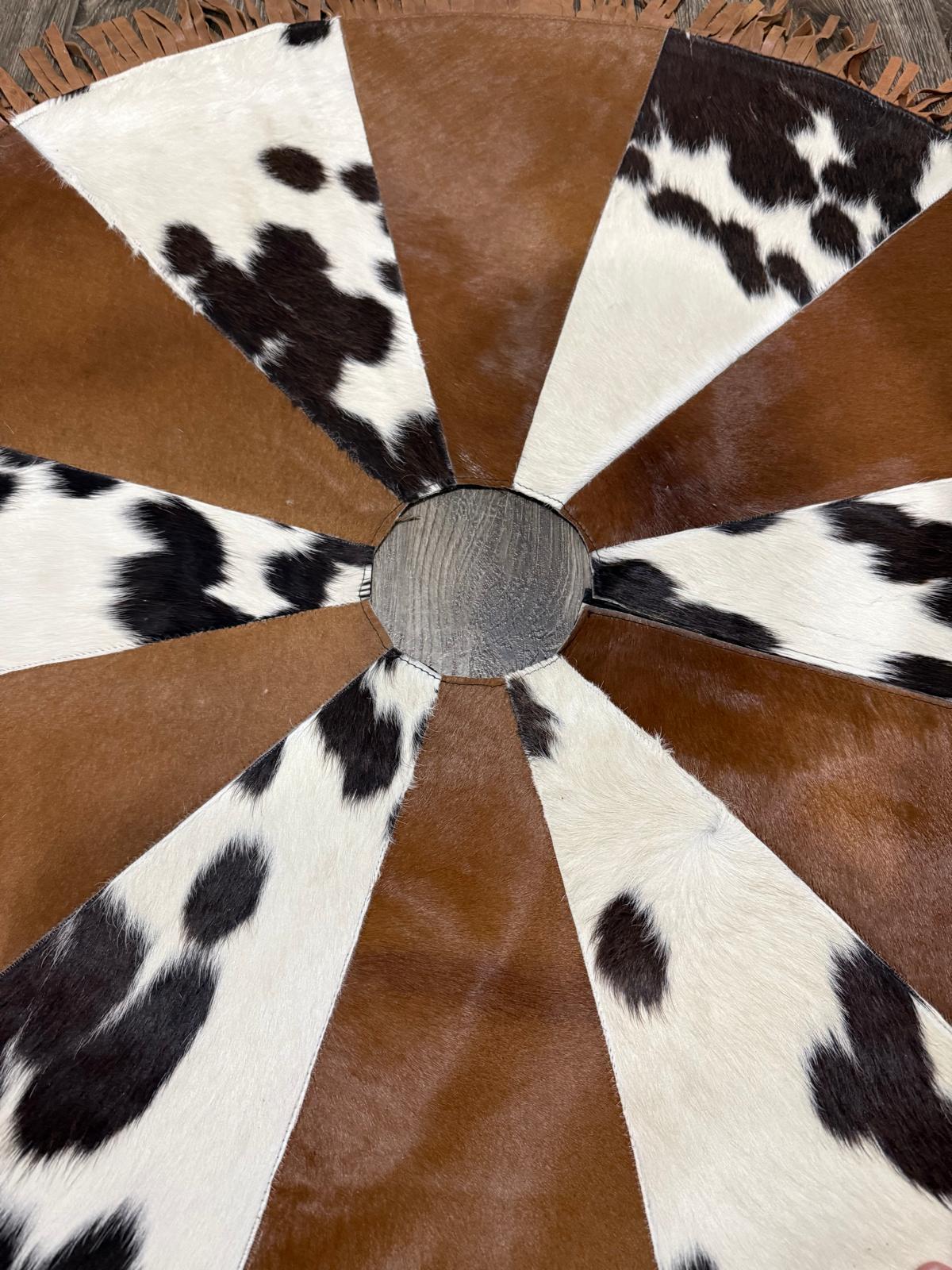 Personalized Cowhide Handmade Christmas Tree Skirt | Water-Resistant Design