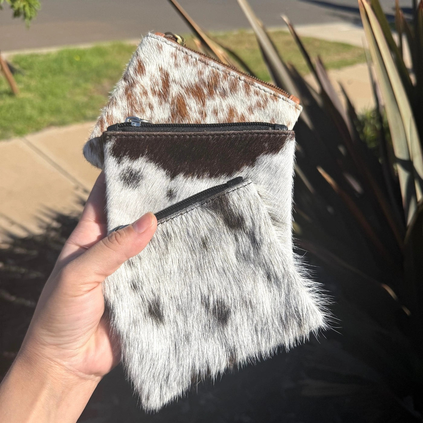Cowhide Zippered Square Wallet with Tooling Details Leather Lovers