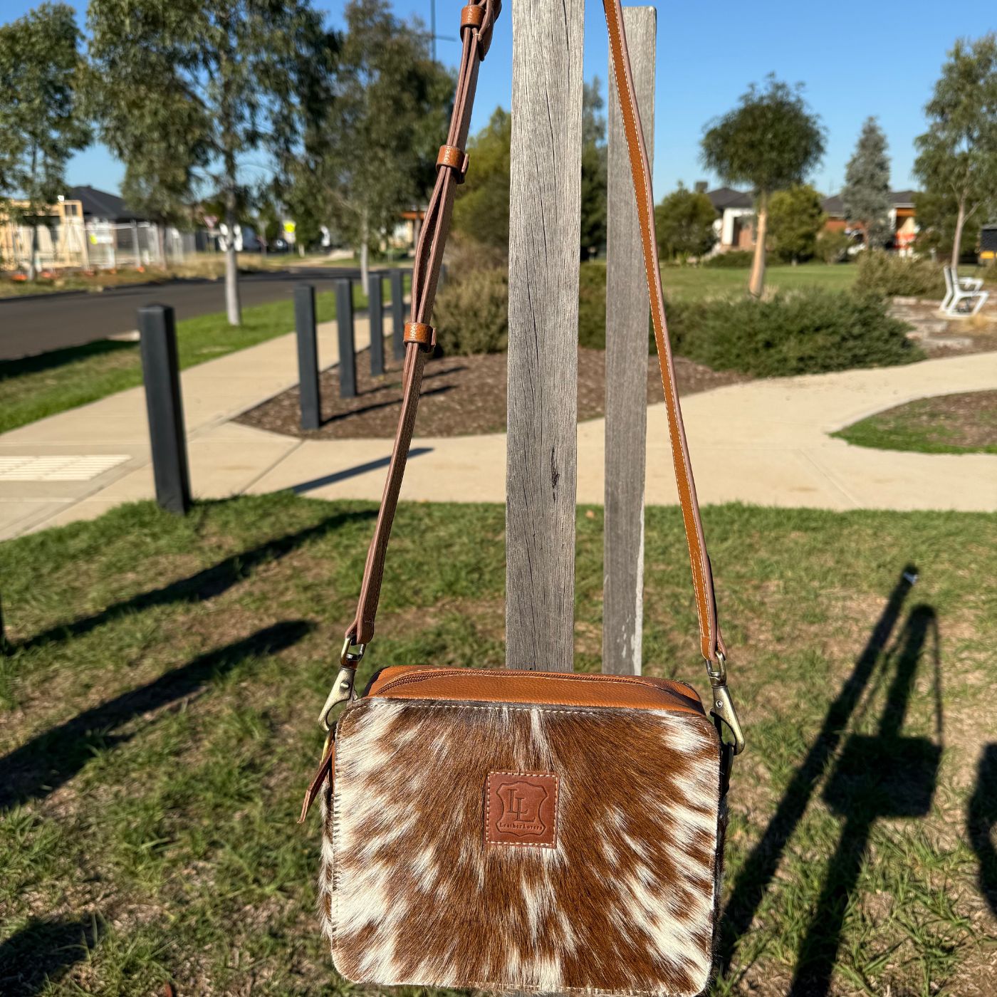Leather Lovers Cowhide Box Style Cross Body Purse