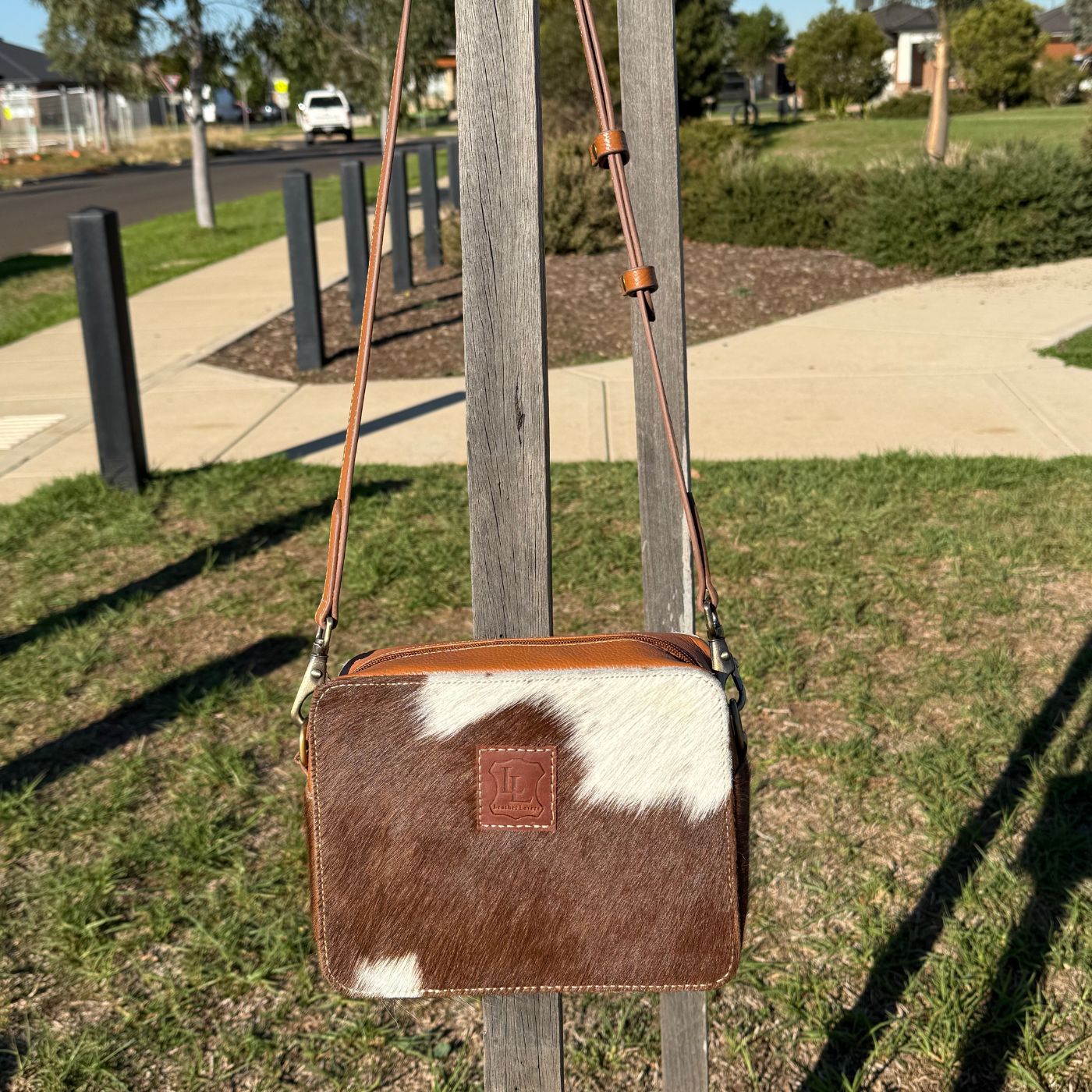 Leather Lovers Cowhide Box Style Cross Body Purse