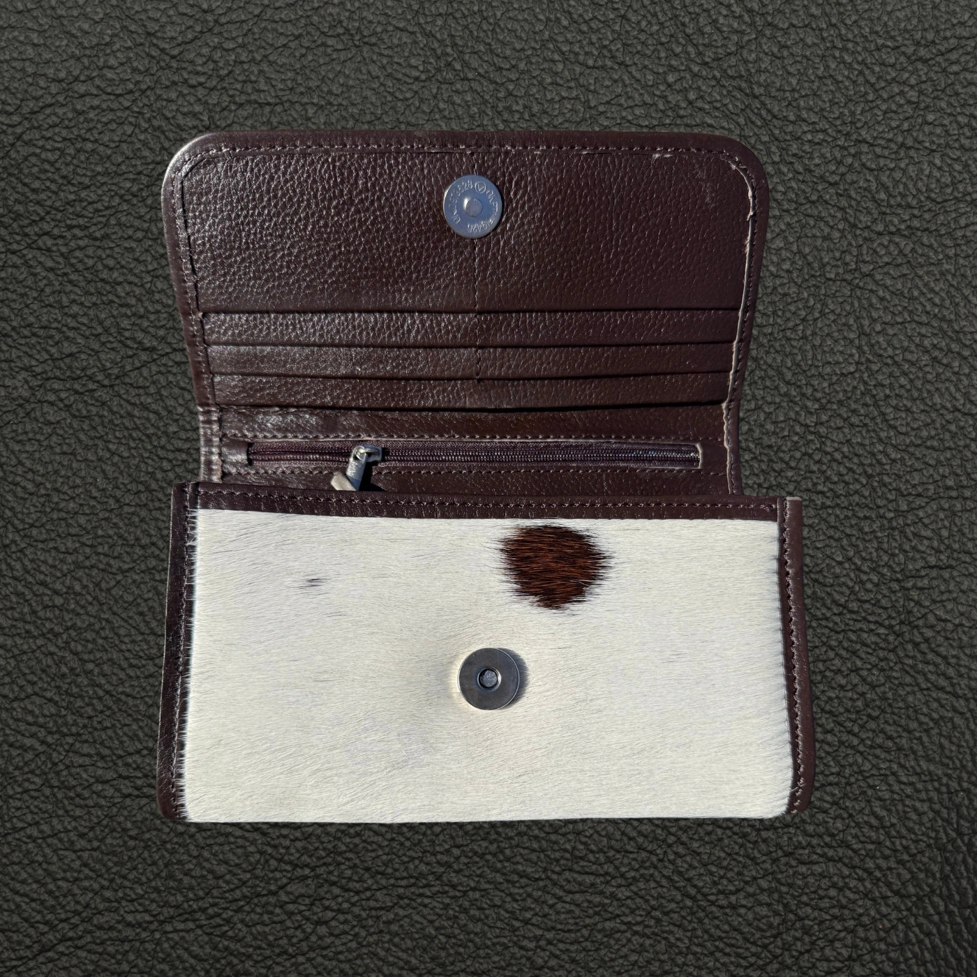 Leather Lovers Cowhide Women Flip Over Hand Wallet