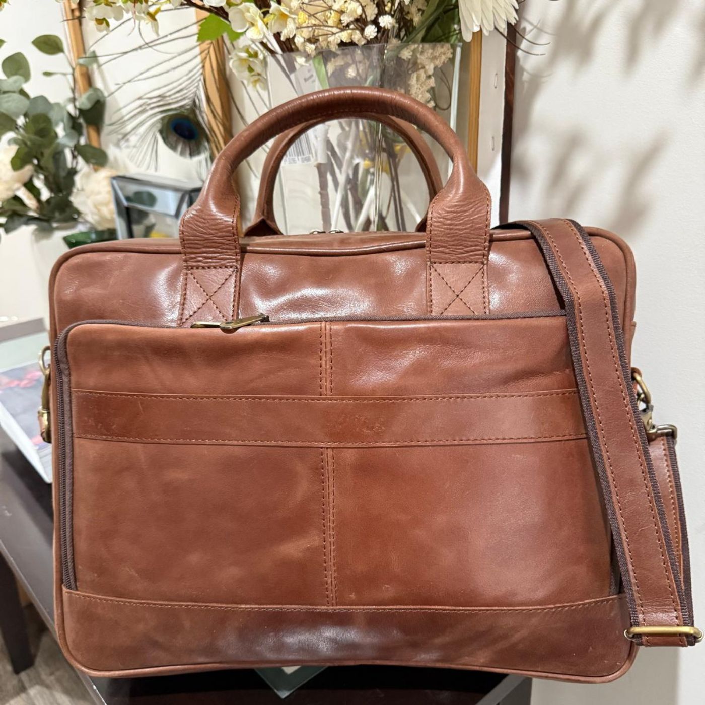 Cow Leather Trolley Laptop Bag