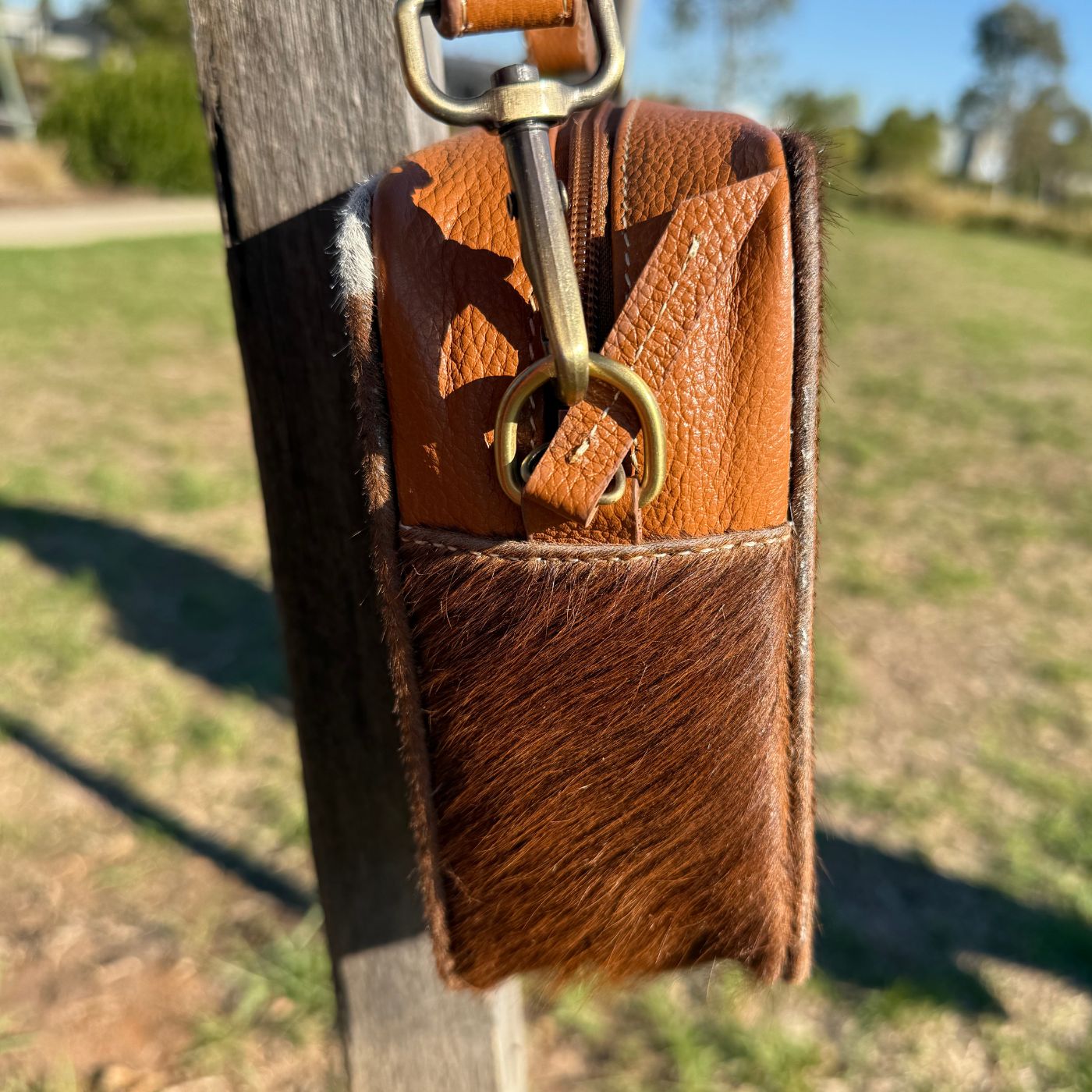 Leather Lovers Cowhide Box Style Cross Body Purse
